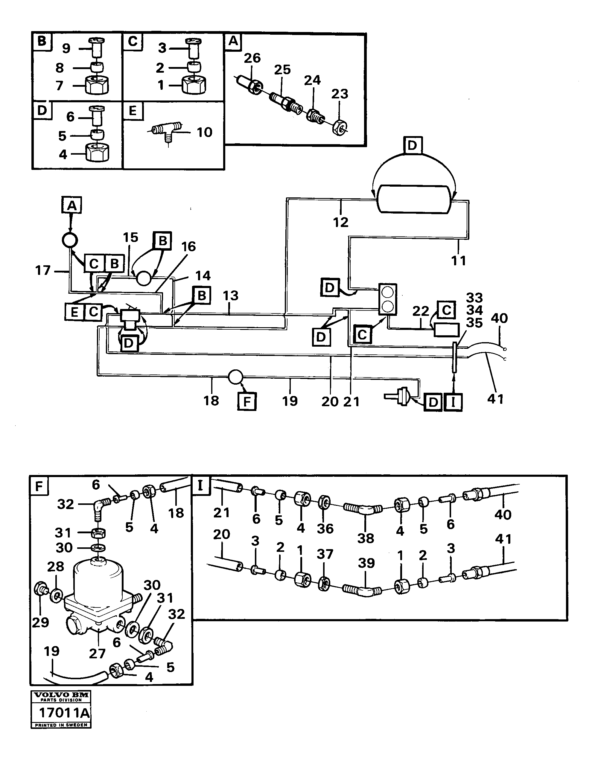 Схема запчастей Volvo 861 861 - 63442 Brake system,tractor pipe lines for Footbrake 