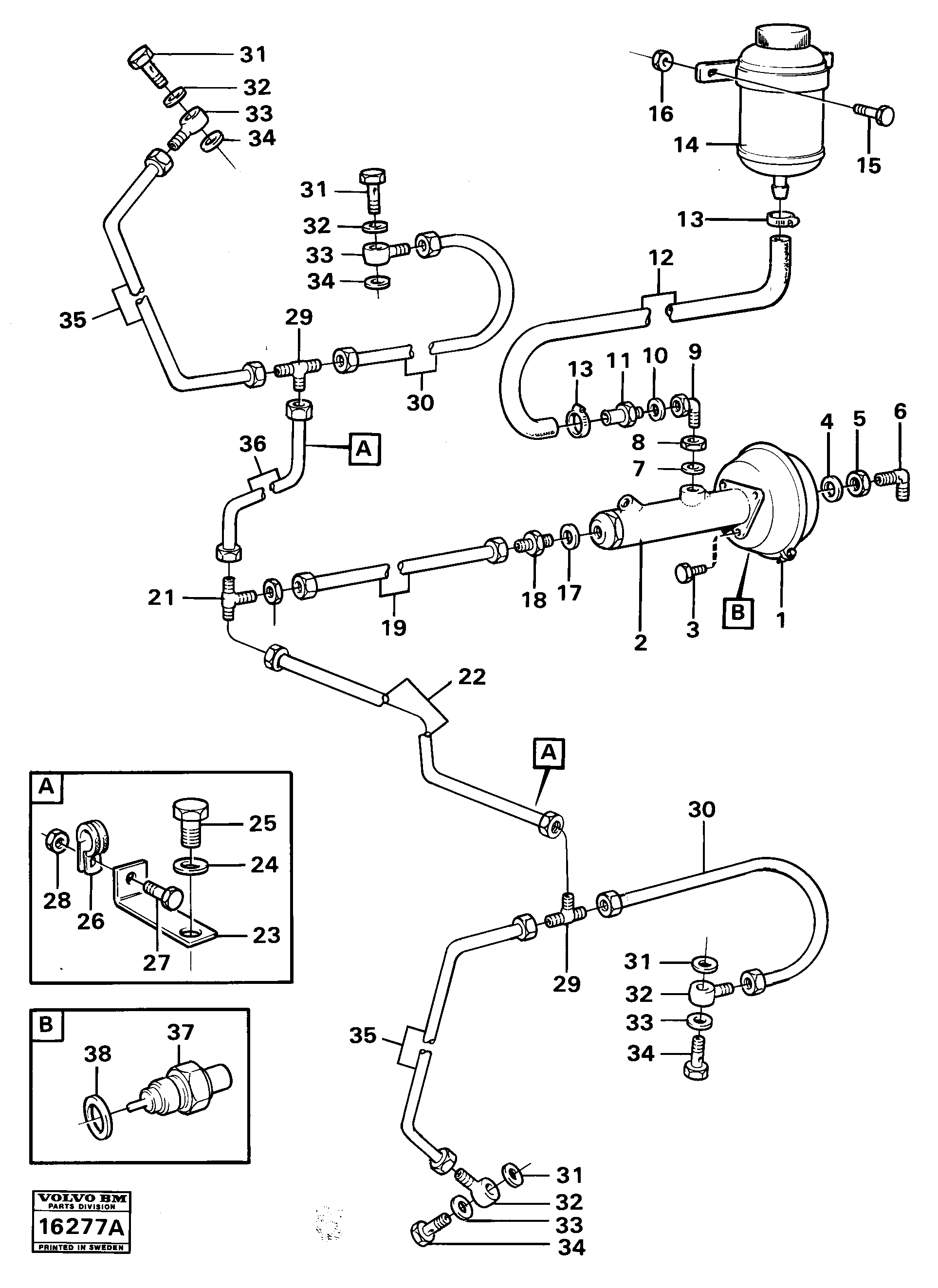Схема запчастей Volvo 861 861 - 68224 Hydraulic brake system Tractor 