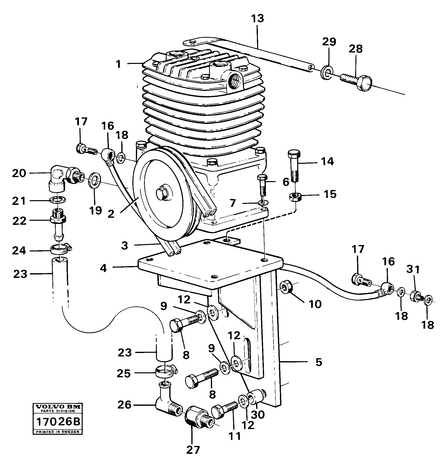 Схема запчастей Volvo 861 861 - 70962 Air-compressor with fitting parts 