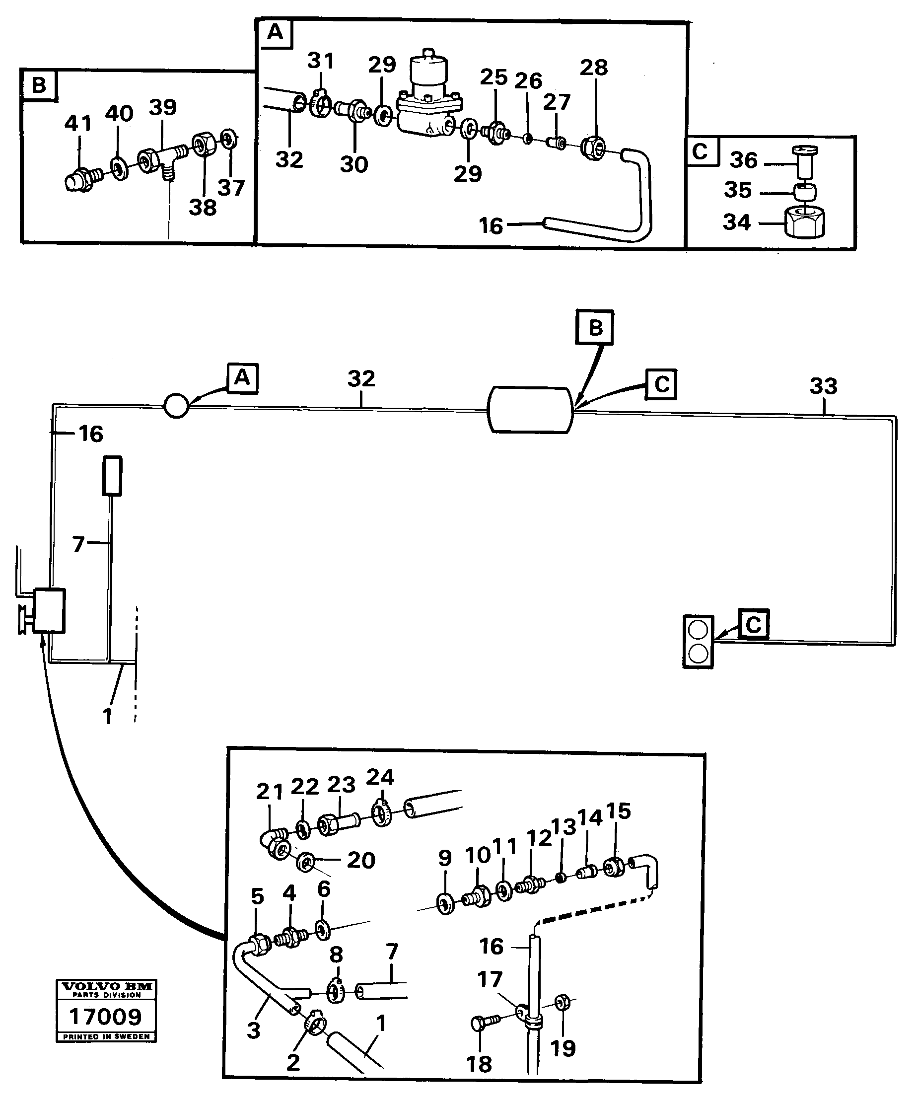 Схема запчастей Volvo 861 861 - 77665 Brake system,tractor pipe lines Inlet And Feeding System 