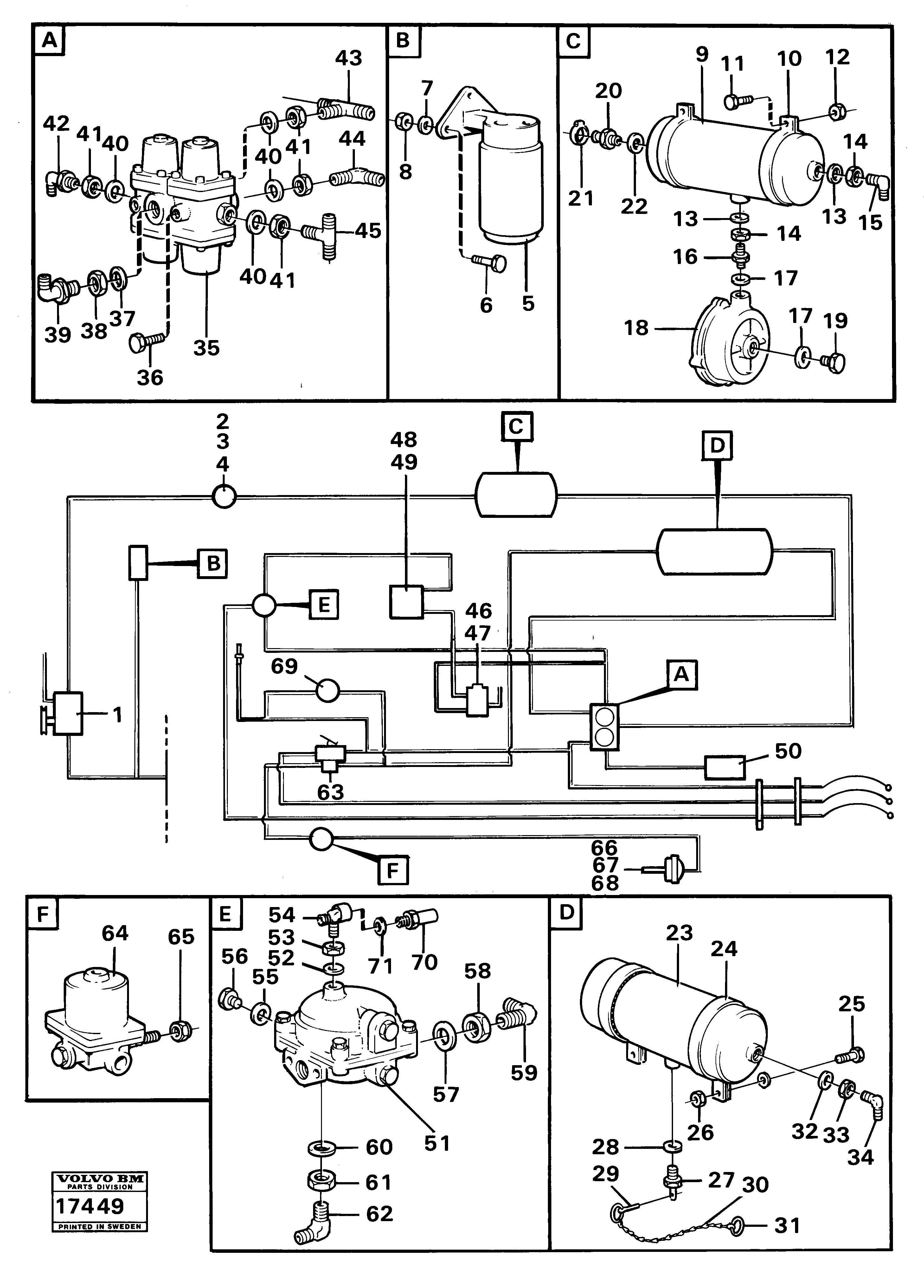 Схема запчастей Volvo 861 861 - 81810 Brake system, tractor units Tillv Nr 59472 - 