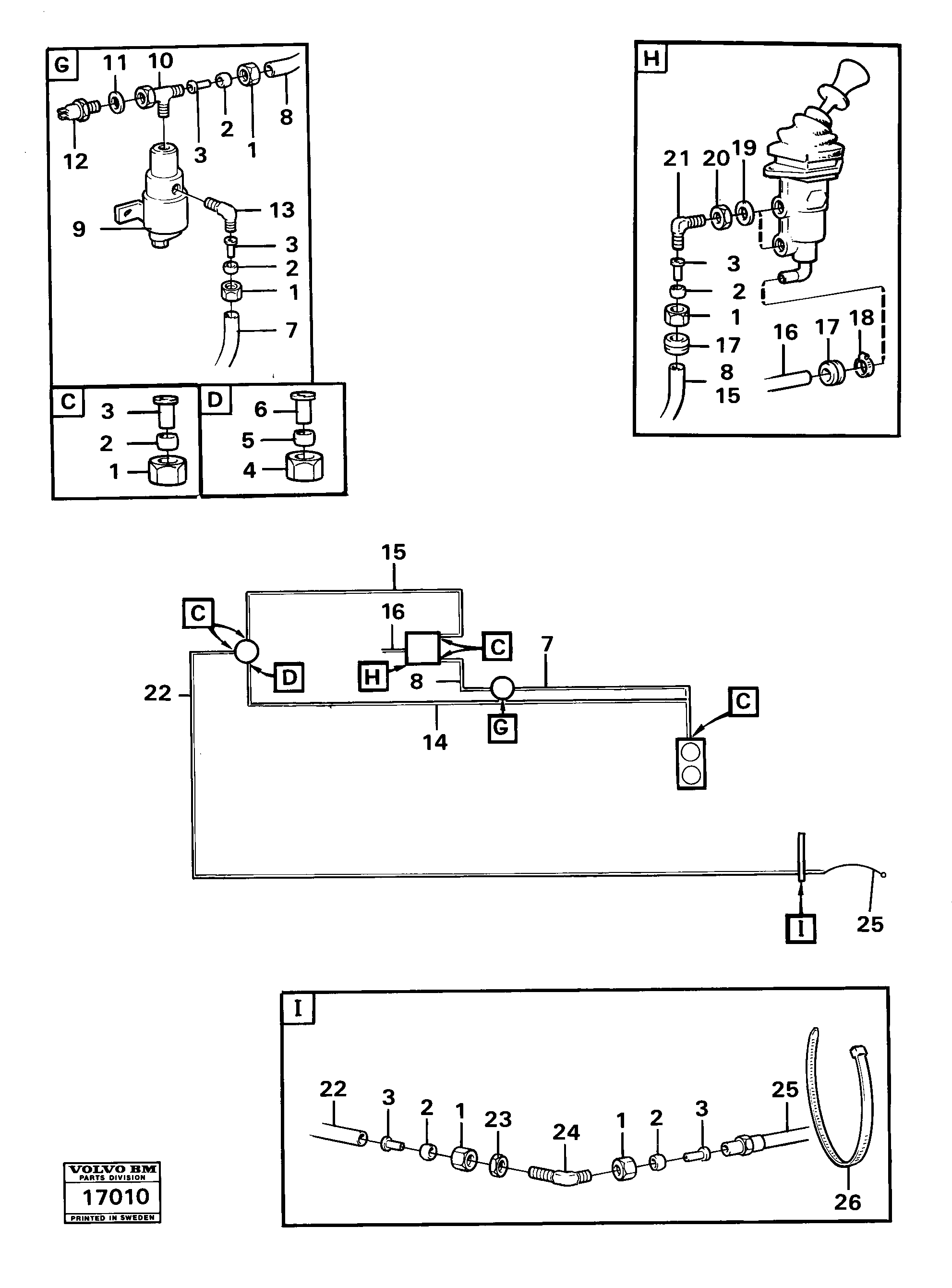 Схема запчастей Volvo 861 861 - 85868 Brake system,tractor pipe lines for Handbrake.tillv Nr -59471 