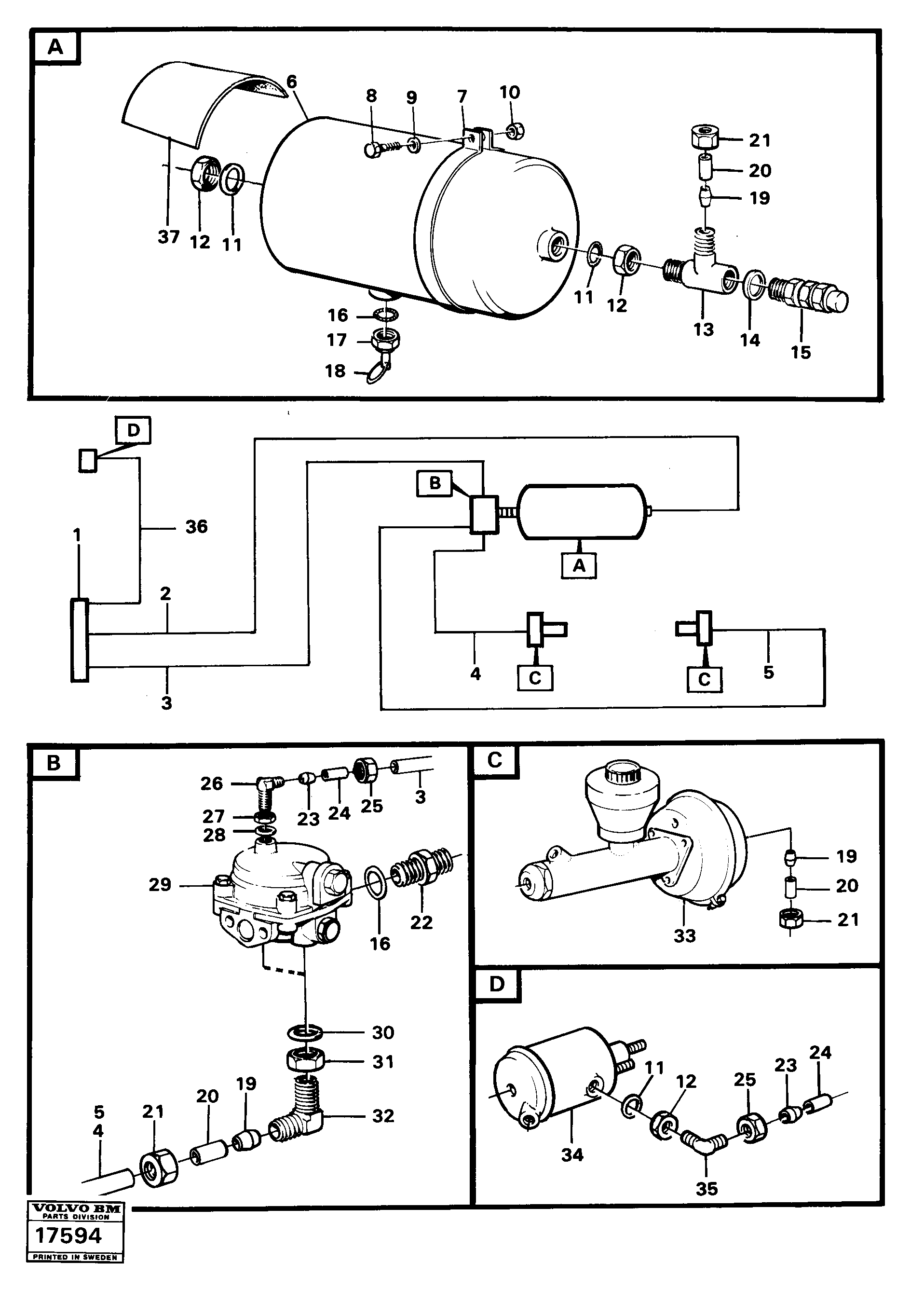 Схема запчастей Volvo 861 861 - 88237 Brake circuit 1, trailer 6x6 