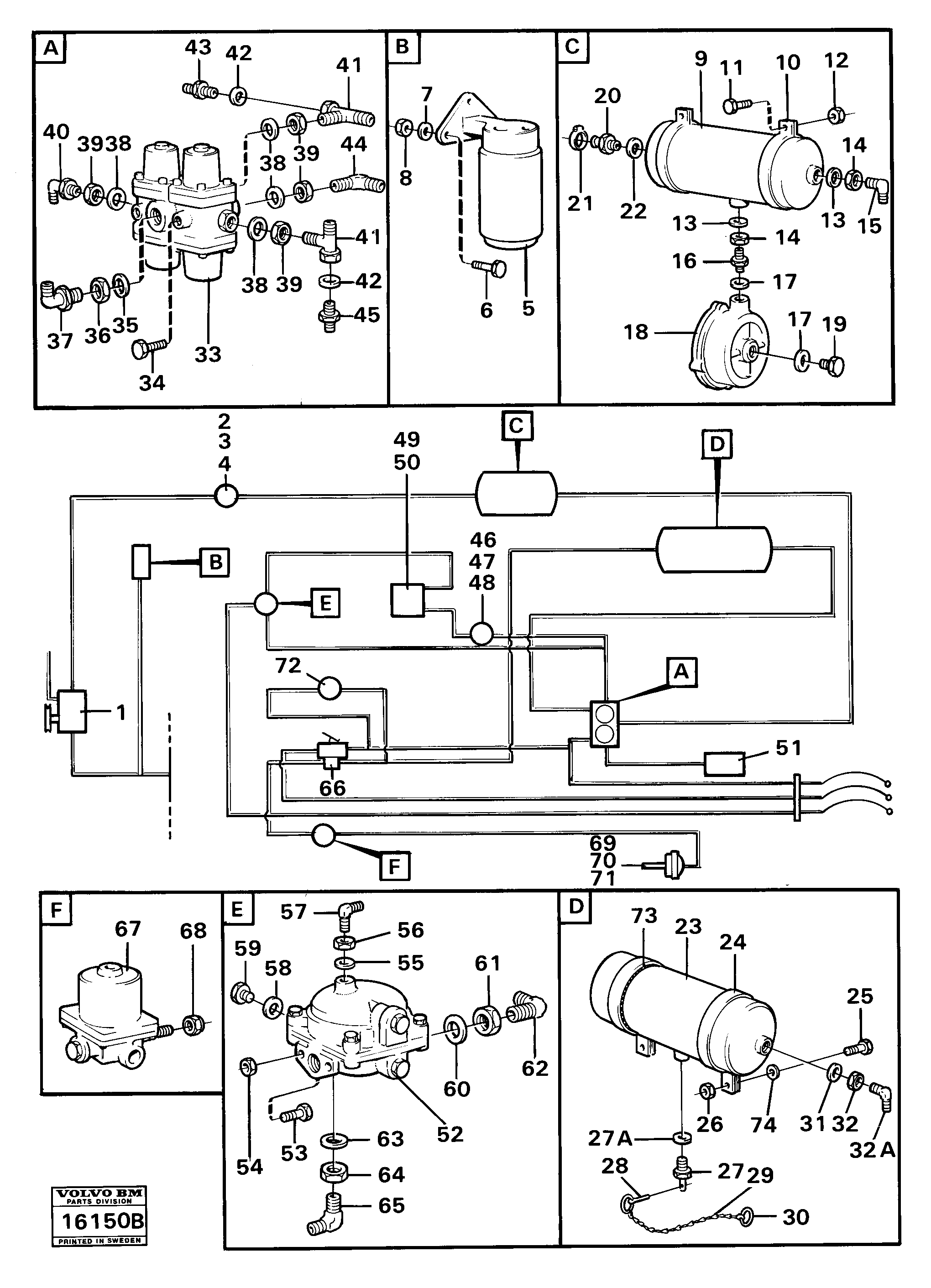 Схема запчастей Volvo 861 861 - 88358 Brake system,tractor units Tillv Nr - 59471 