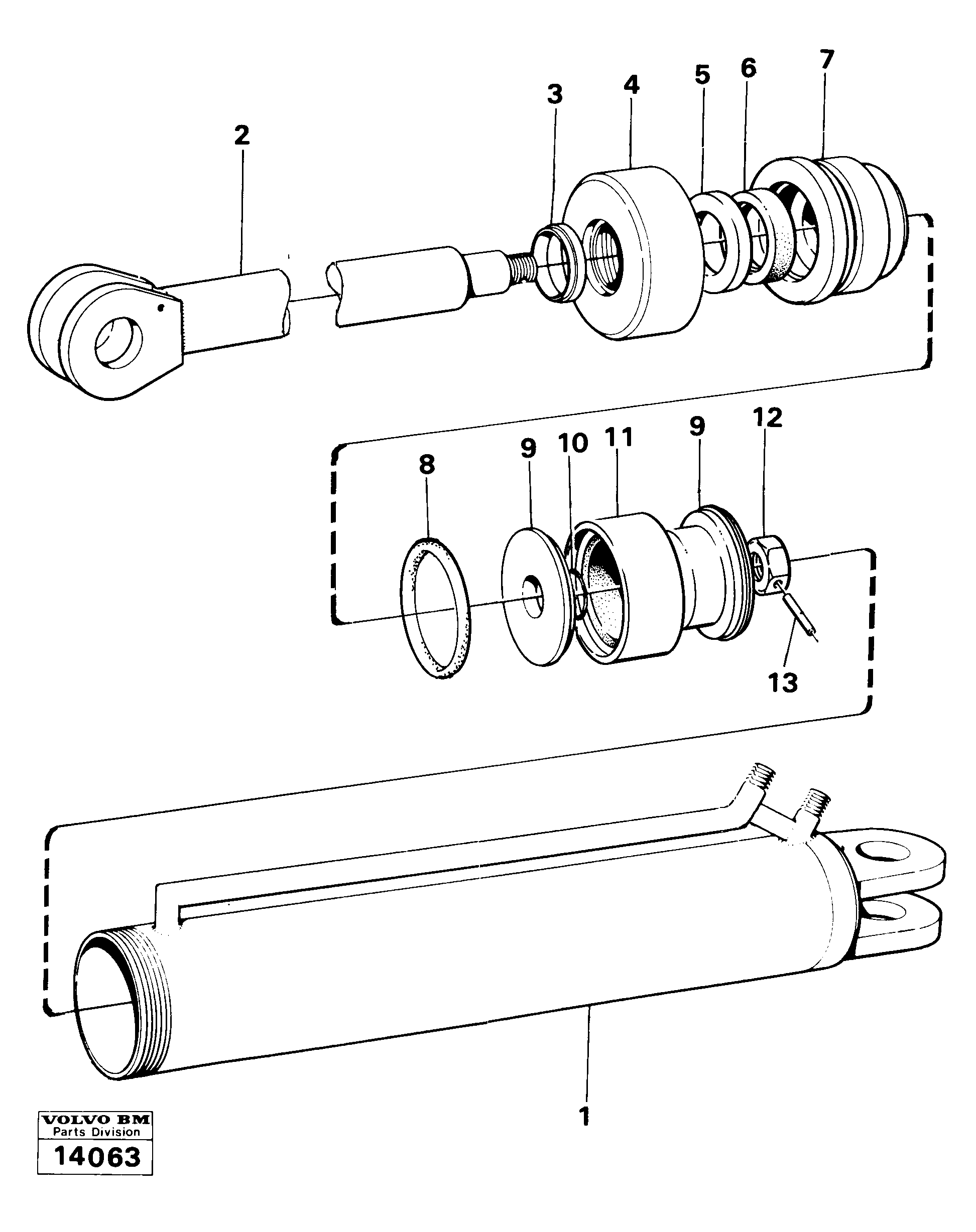 Схема запчастей Volvo 861 861 - 11676 Гидроцилиндр рулевой 