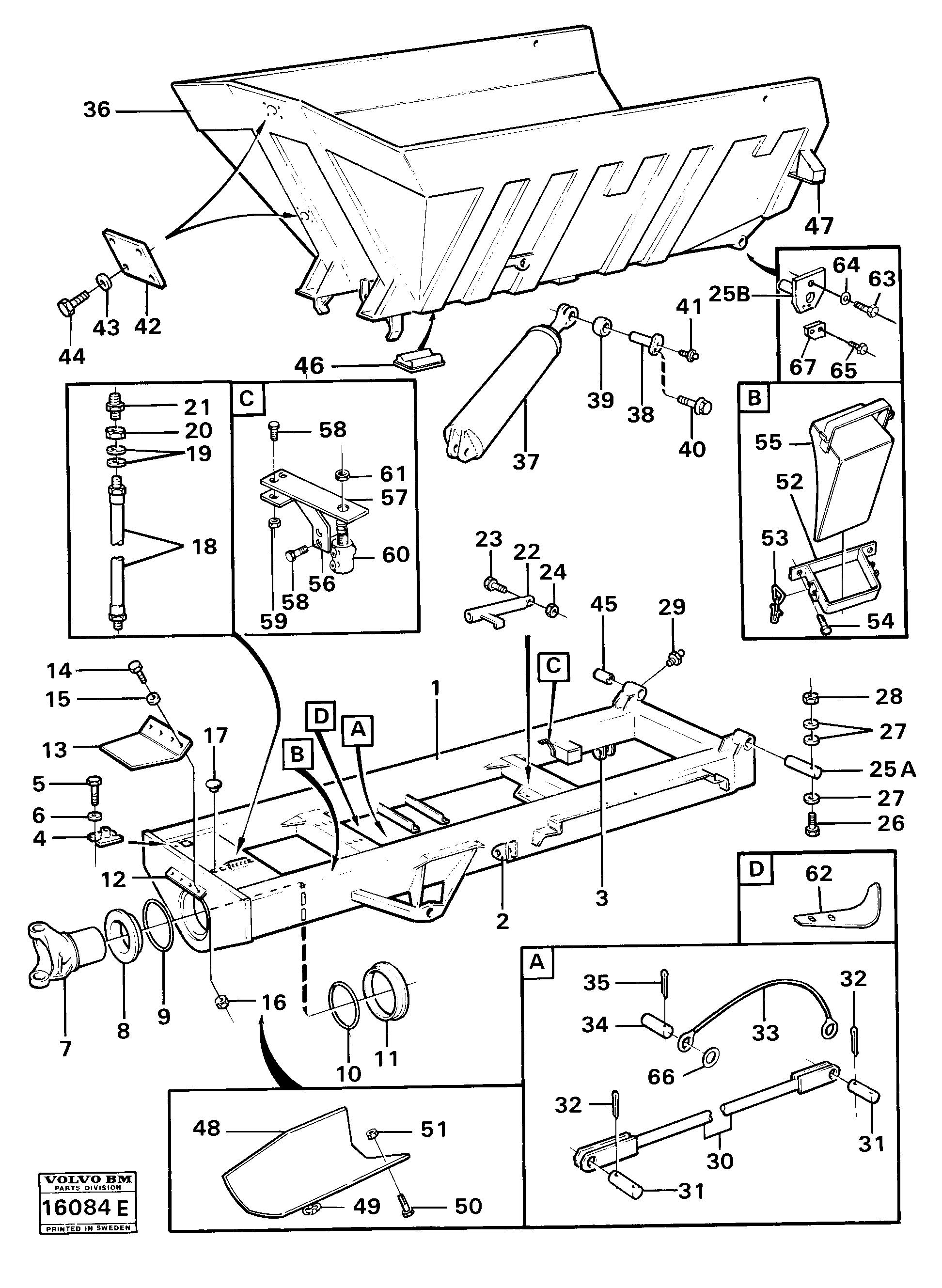 Схема запчастей Volvo 861 861 - 82170 Trailer frame and trailer body 