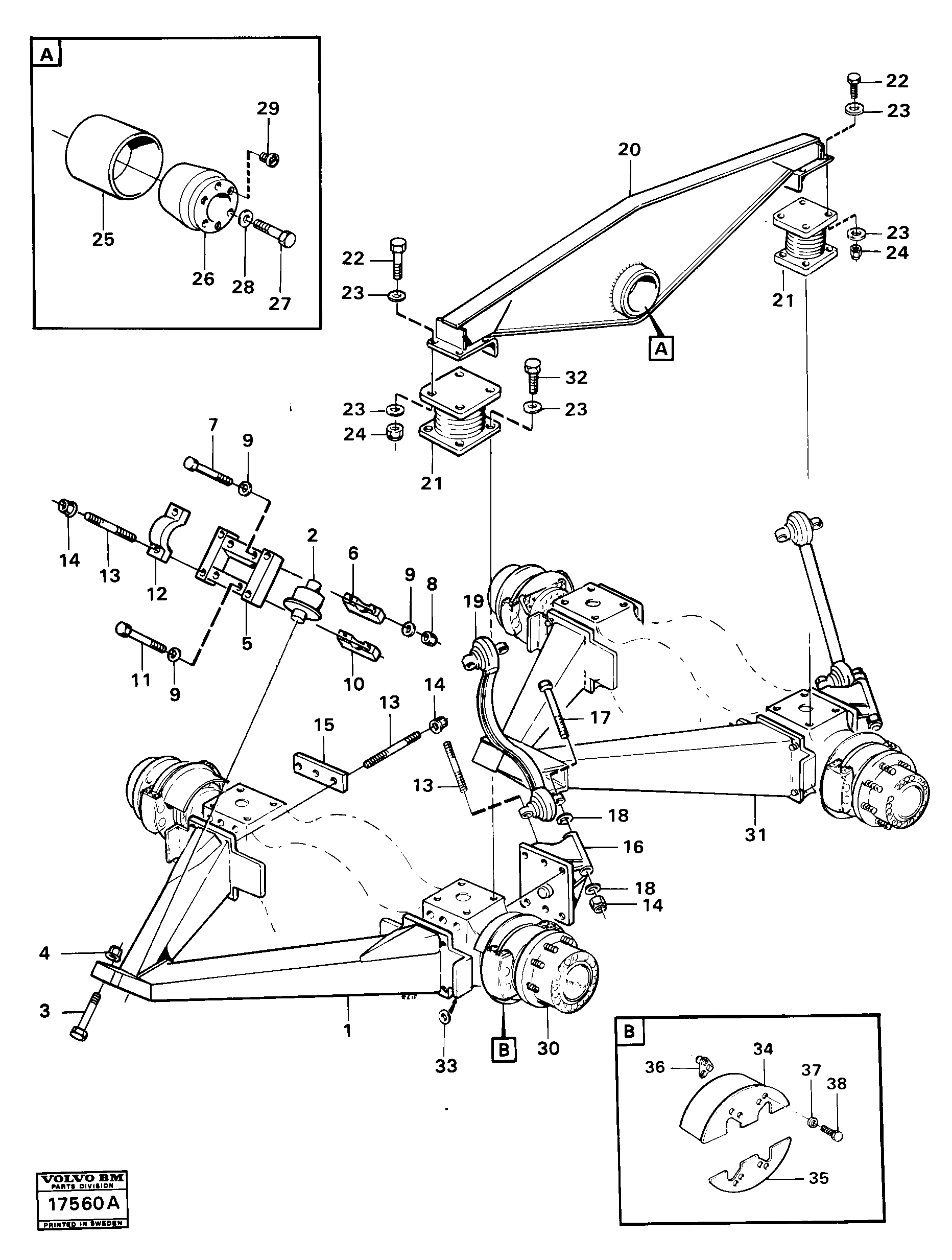 Схема запчастей Volvo 861 861 - 1206 Front bogie axle suspension 6x6 