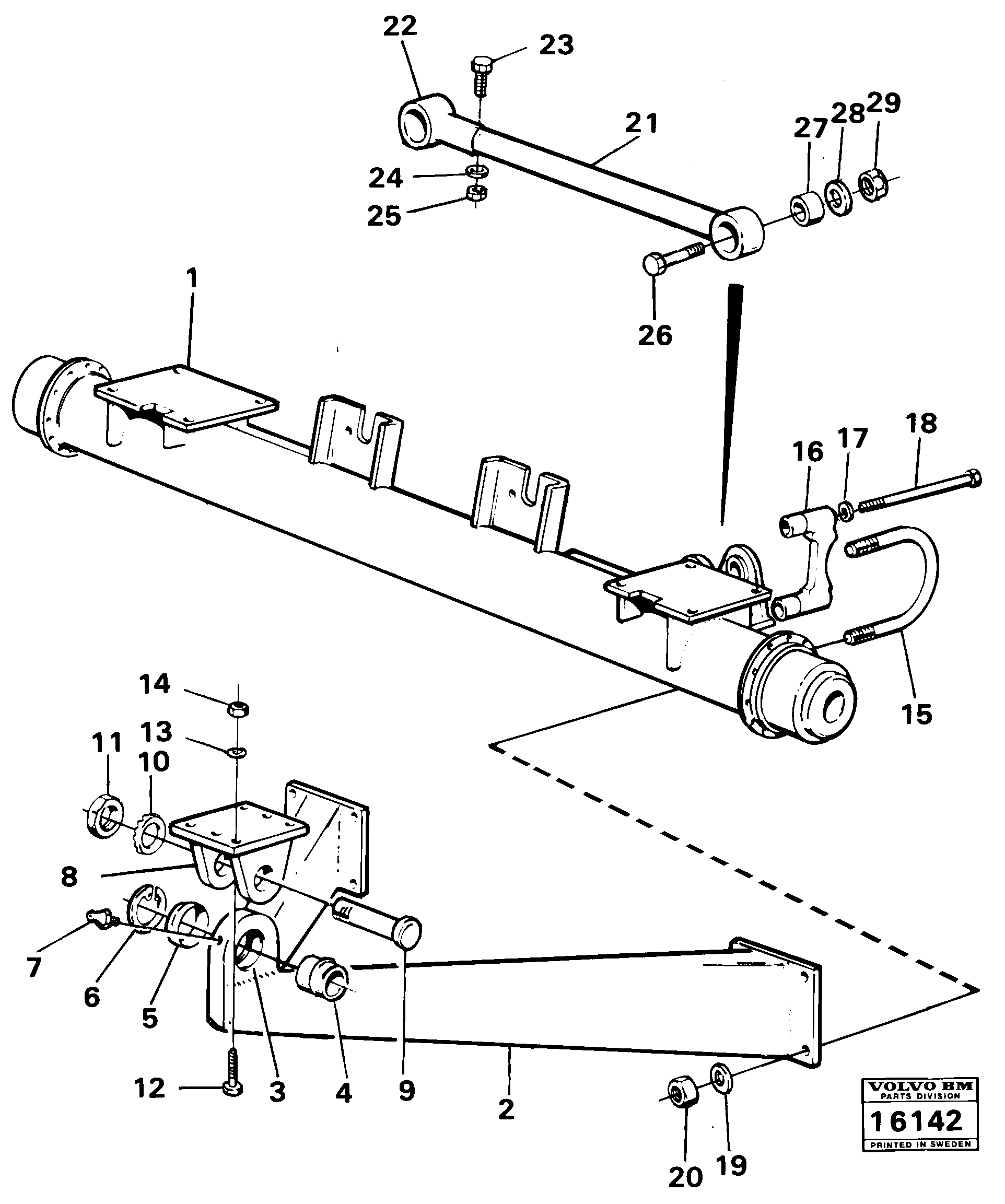 Схема запчастей Volvo 861 861 - 21706 Bogie suspension trailing wheel axle 