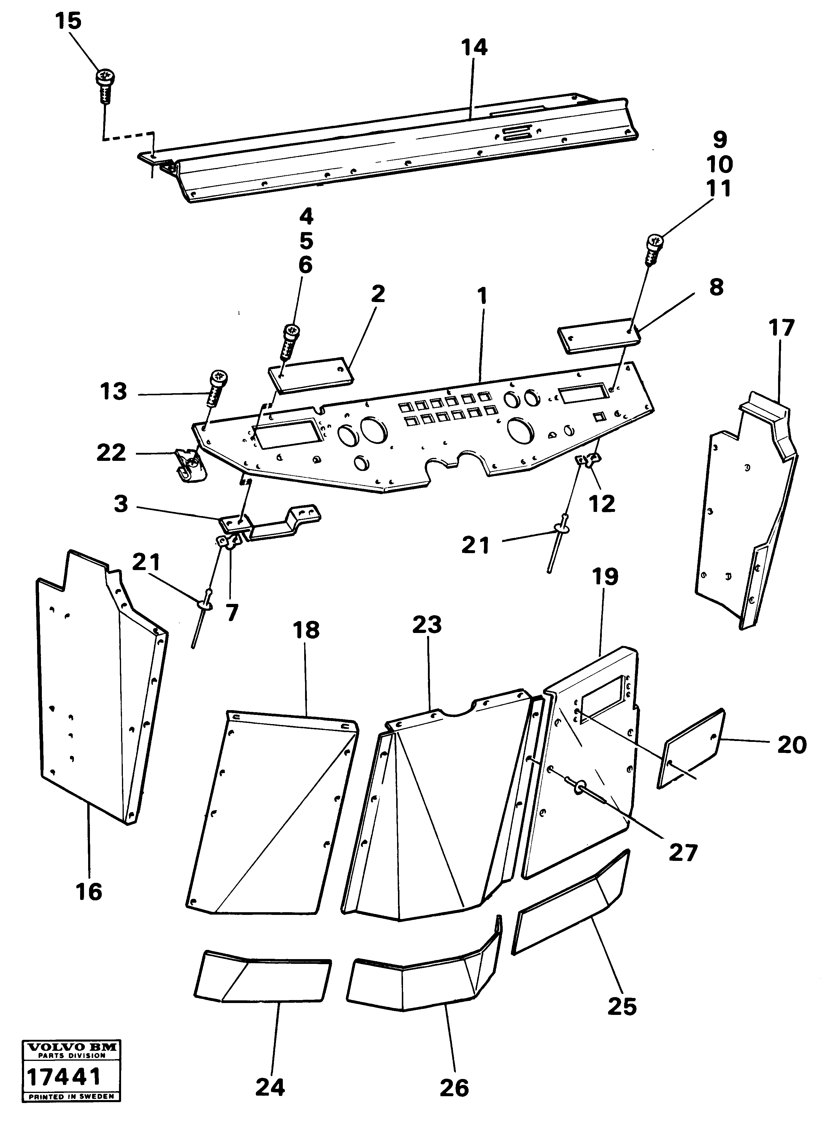 Схема запчастей Volvo 861 861 - 10017 Instrument panel and cover plates Tillv Nr 59472 - 