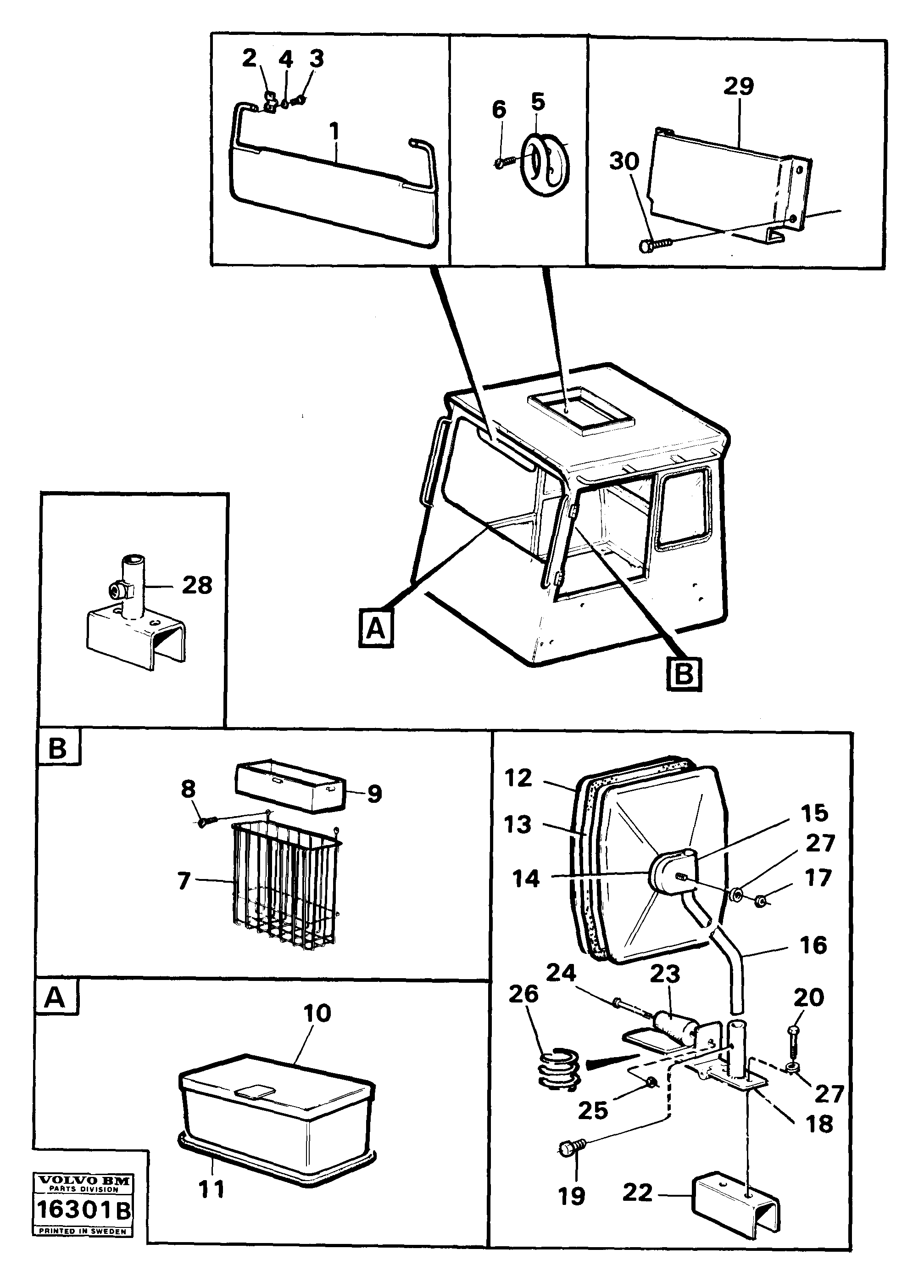 Схема запчастей Volvo 861 861 - 21707 Sun vizors and rear view mirrors 