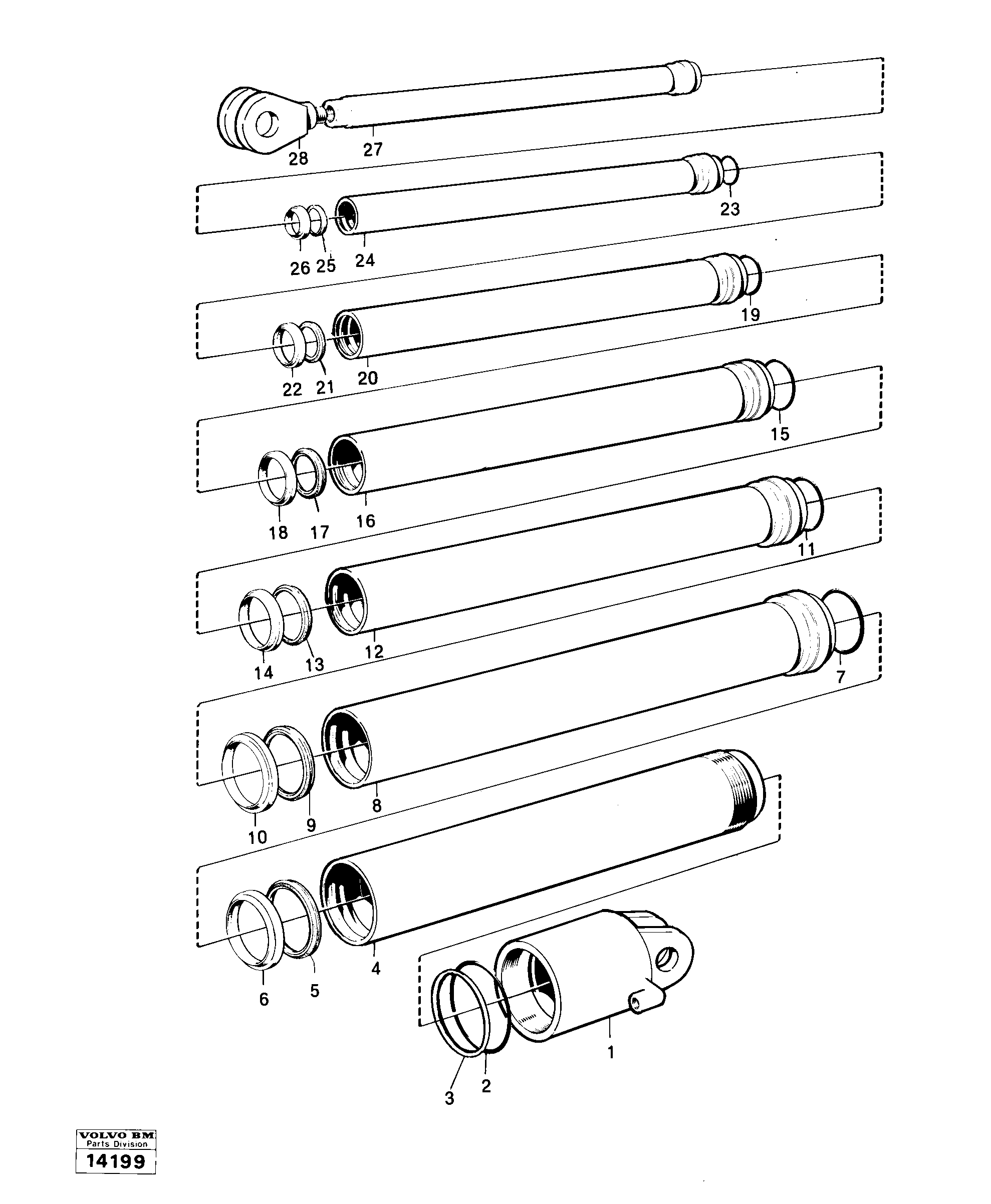 Схема запчастей Volvo 861 861 - 59674 Цилиндр подъемный 