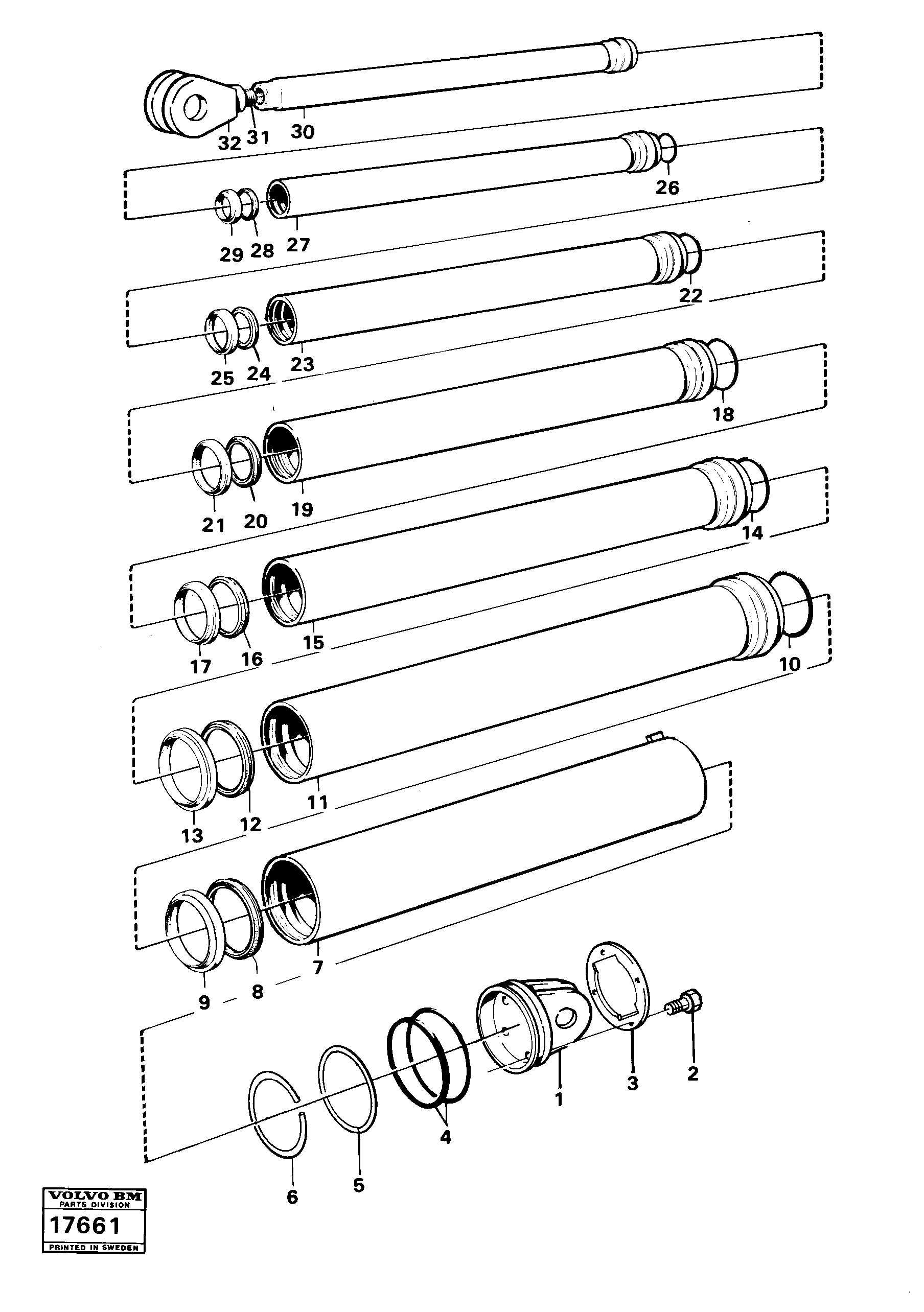 Схема запчастей Volvo 861 861 - 59676 Hydraulic tipping cylinder 6x6 