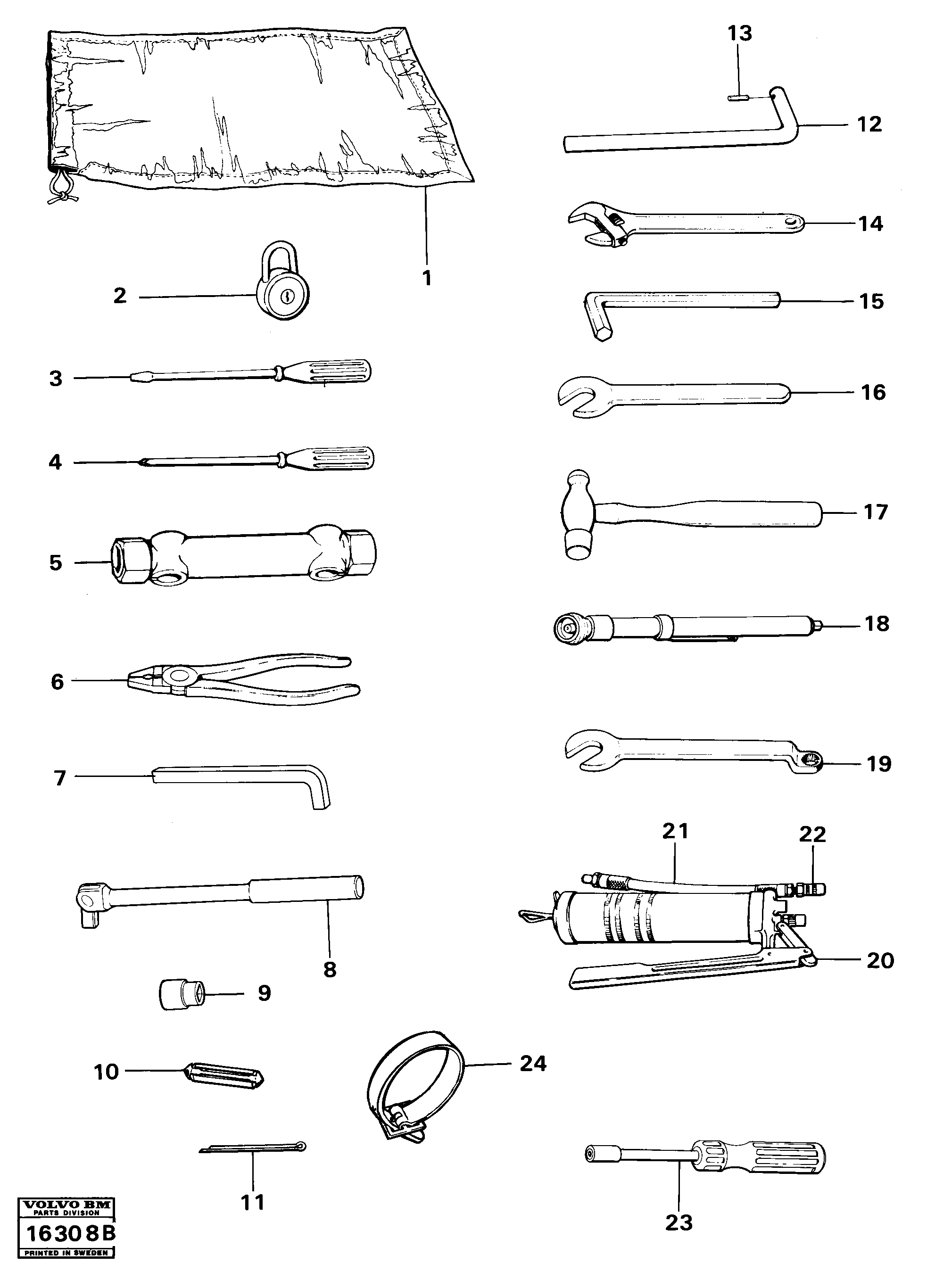 Схема запчастей Volvo 861 861 - 52131 Tools 98975 