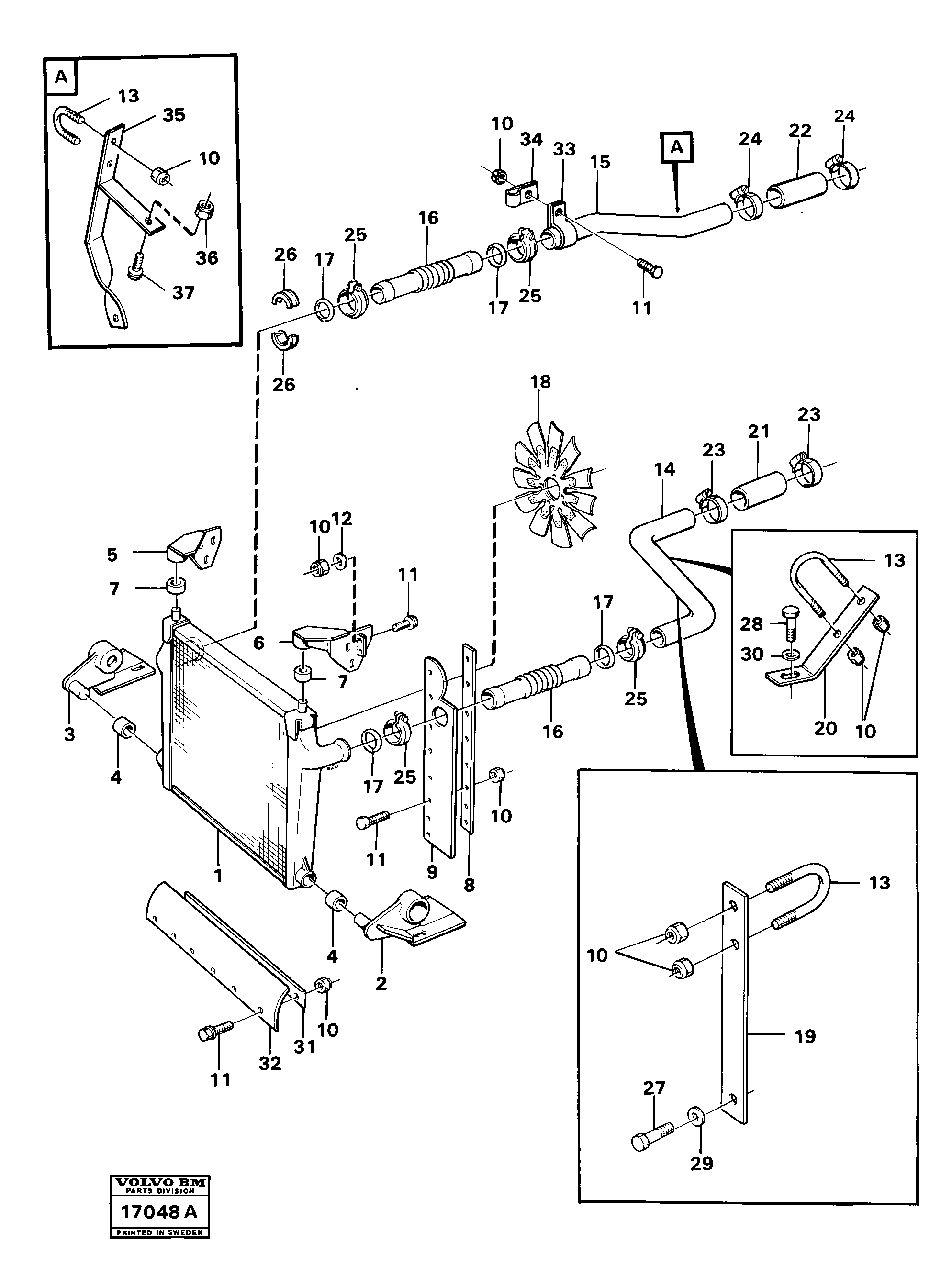 Схема запчастей Volvo 861 861 - 90401 Charge air cooling system 99006, 99719 