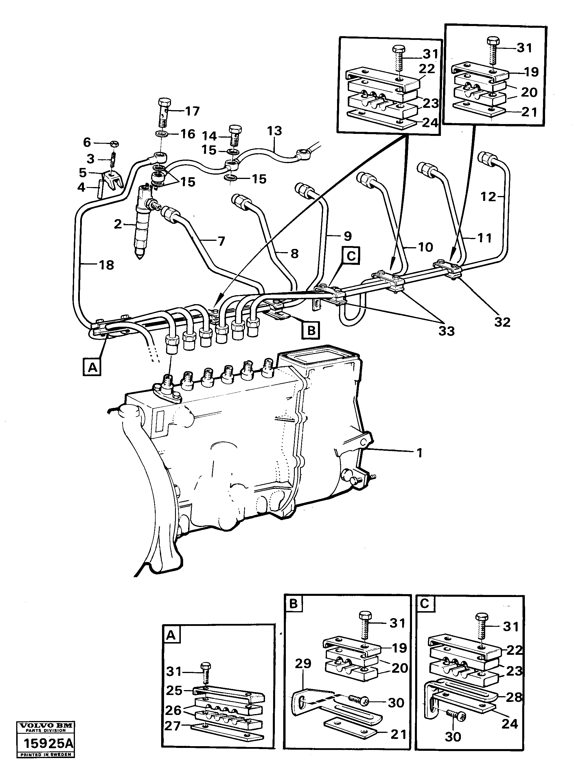 Схема запчастей Volvo 861 861 - 29873 Fuel pipes, injectors 