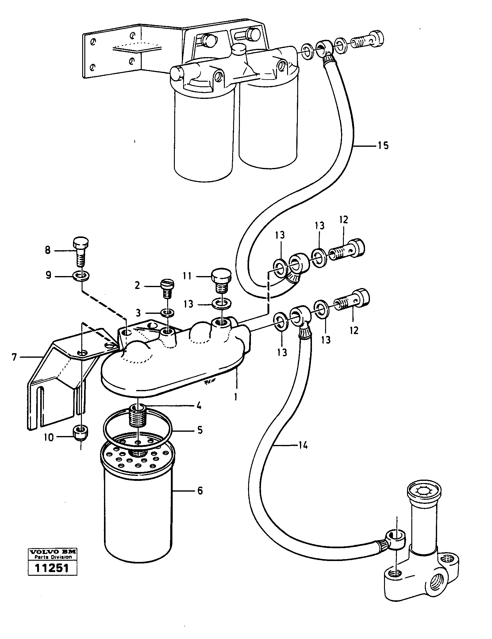 Схема запчастей Volvo 861 861 - 30761 Extra fuel filter 98980 (6355) Earlier Model 