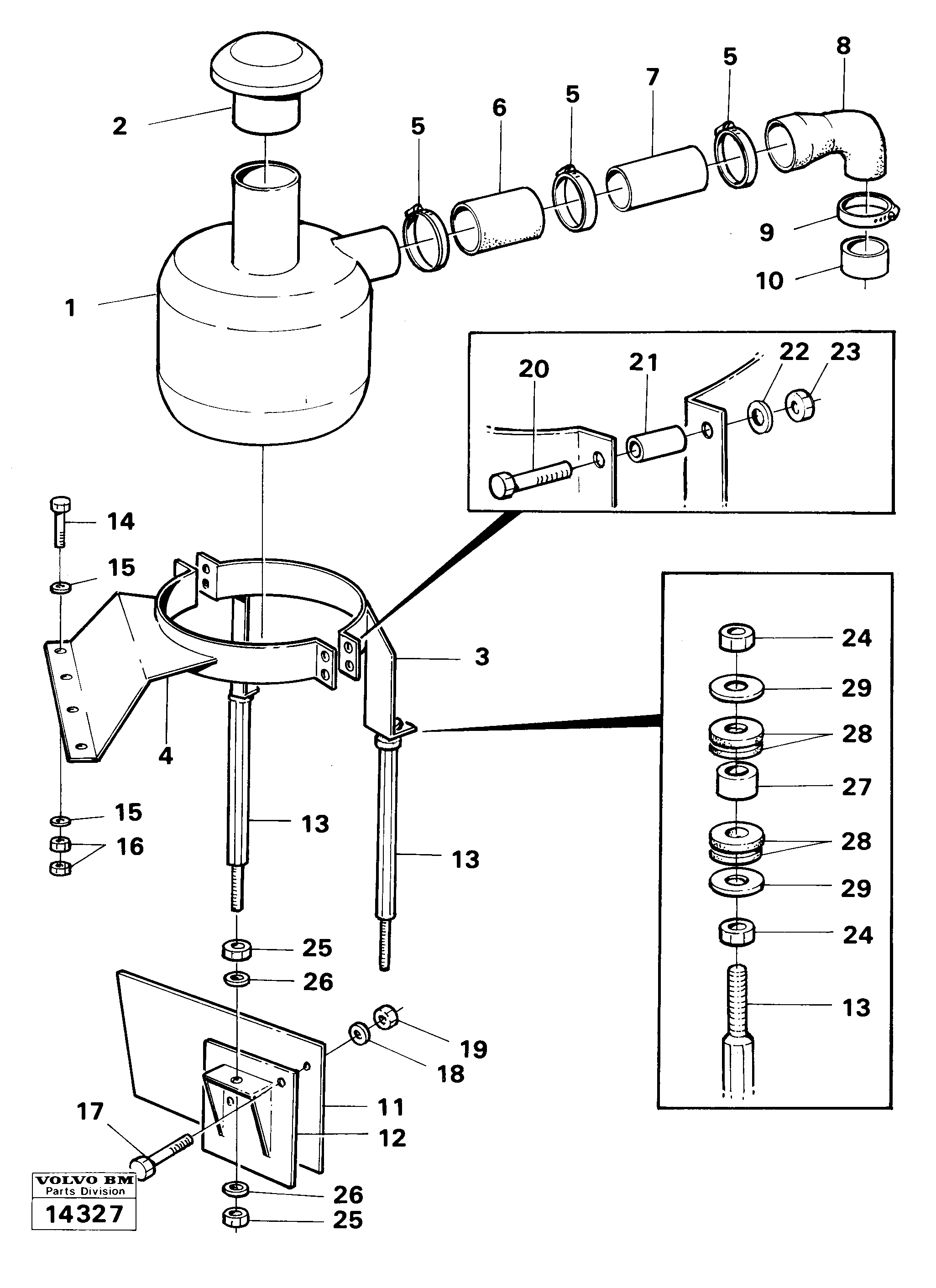 Схема запчастей Volvo 861 861 - 101905 Pree cleaner, oilbath 98986 (6458) 