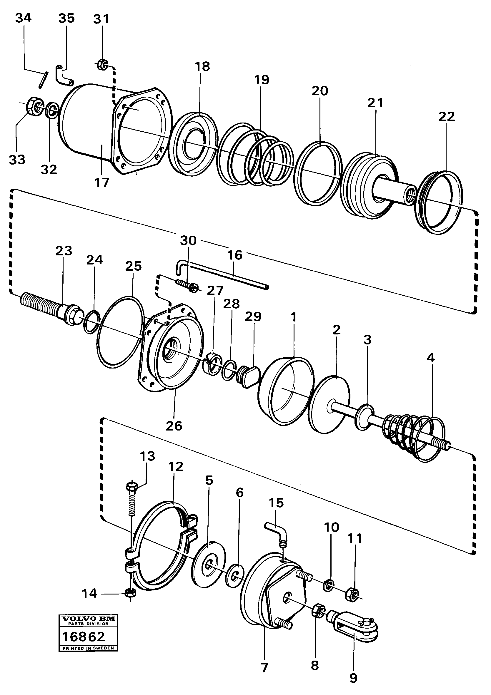 Схема запчастей Volvo 5350 5350 - 11113 Spring-brake cylinder tillv nr 1244-1616 
