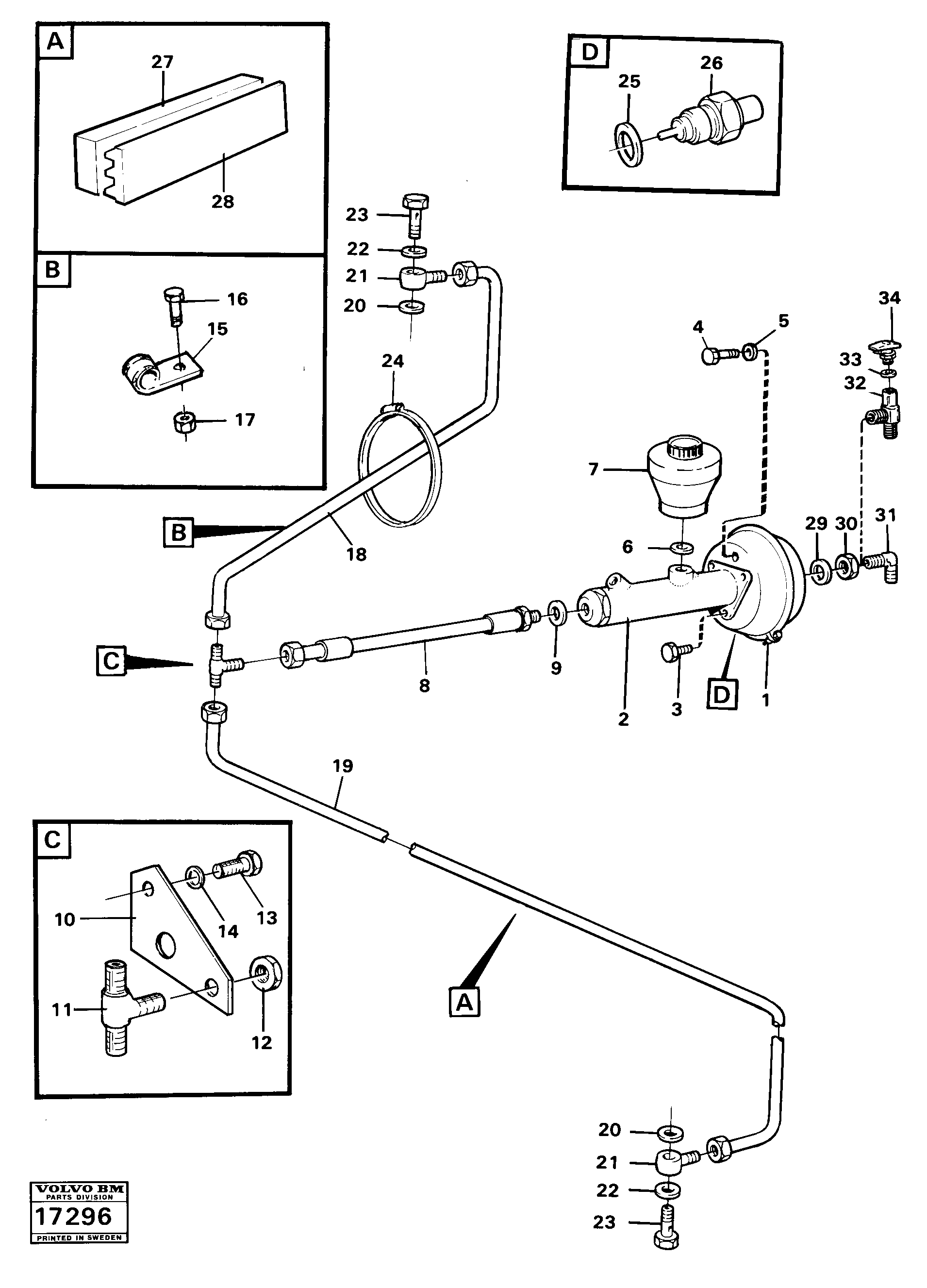 Схема запчастей Volvo 5350 5350 - 34503 Hydraulic brake system trailer. tillv nr 1800- 