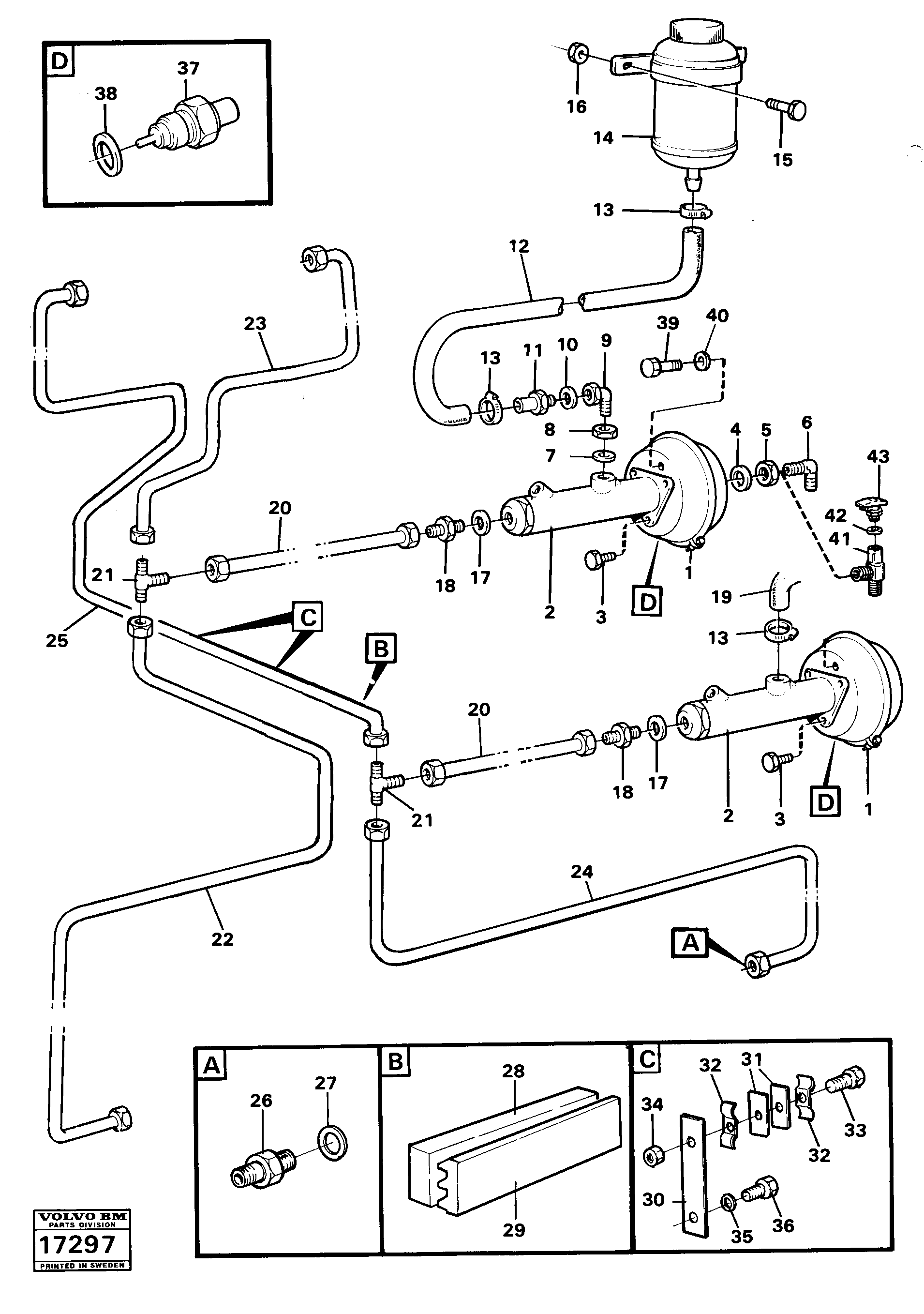 Схема запчастей Volvo 5350 5350 - 68909 Hydraulic brake-system tractor, prod no 37004 Tillv Nr 1800- 