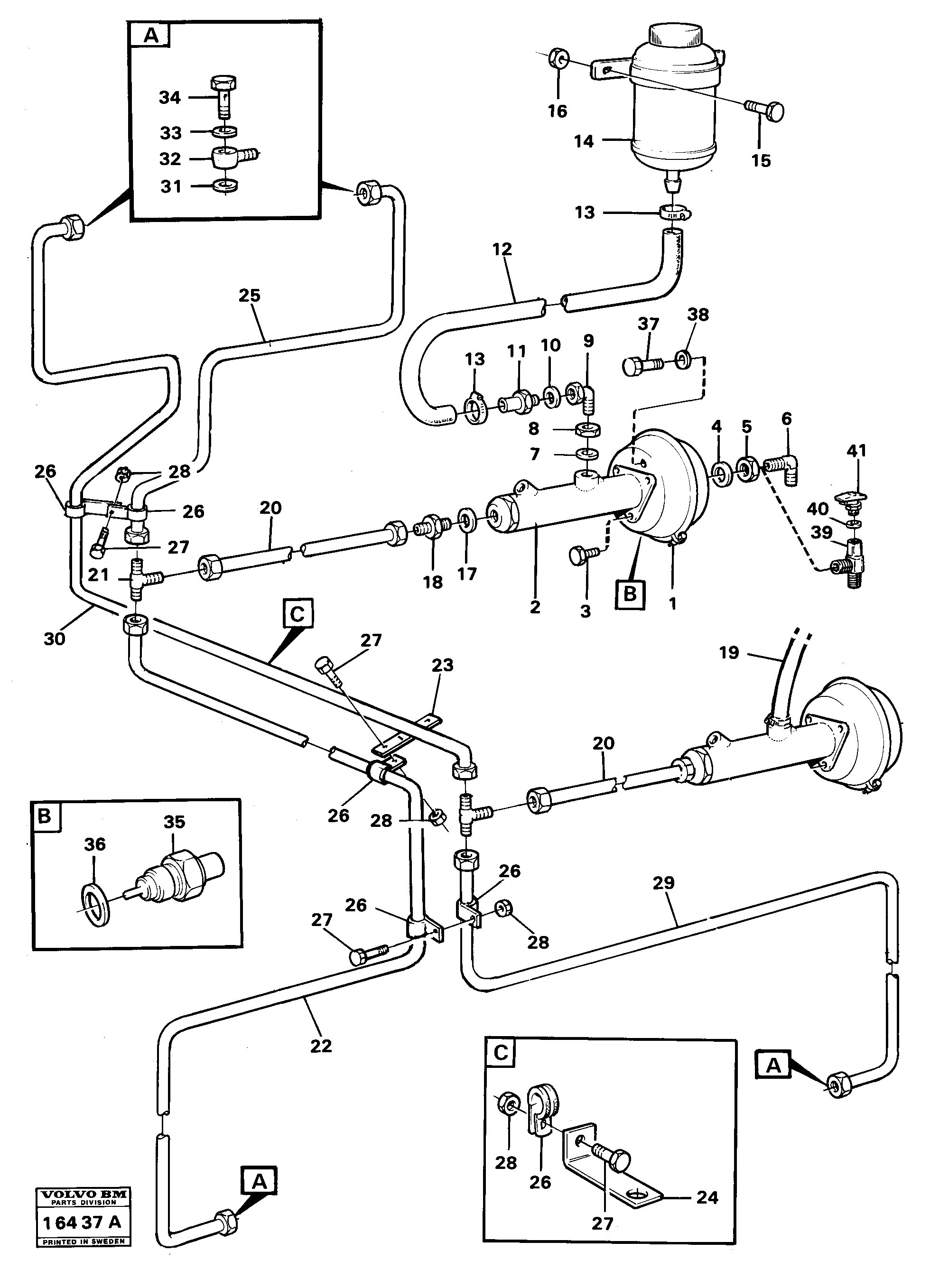 Схема запчастей Volvo 5350 5350 - 69192 Hydraulic brake-system tractor. prod nr 37000 Tillv Nr -1616 