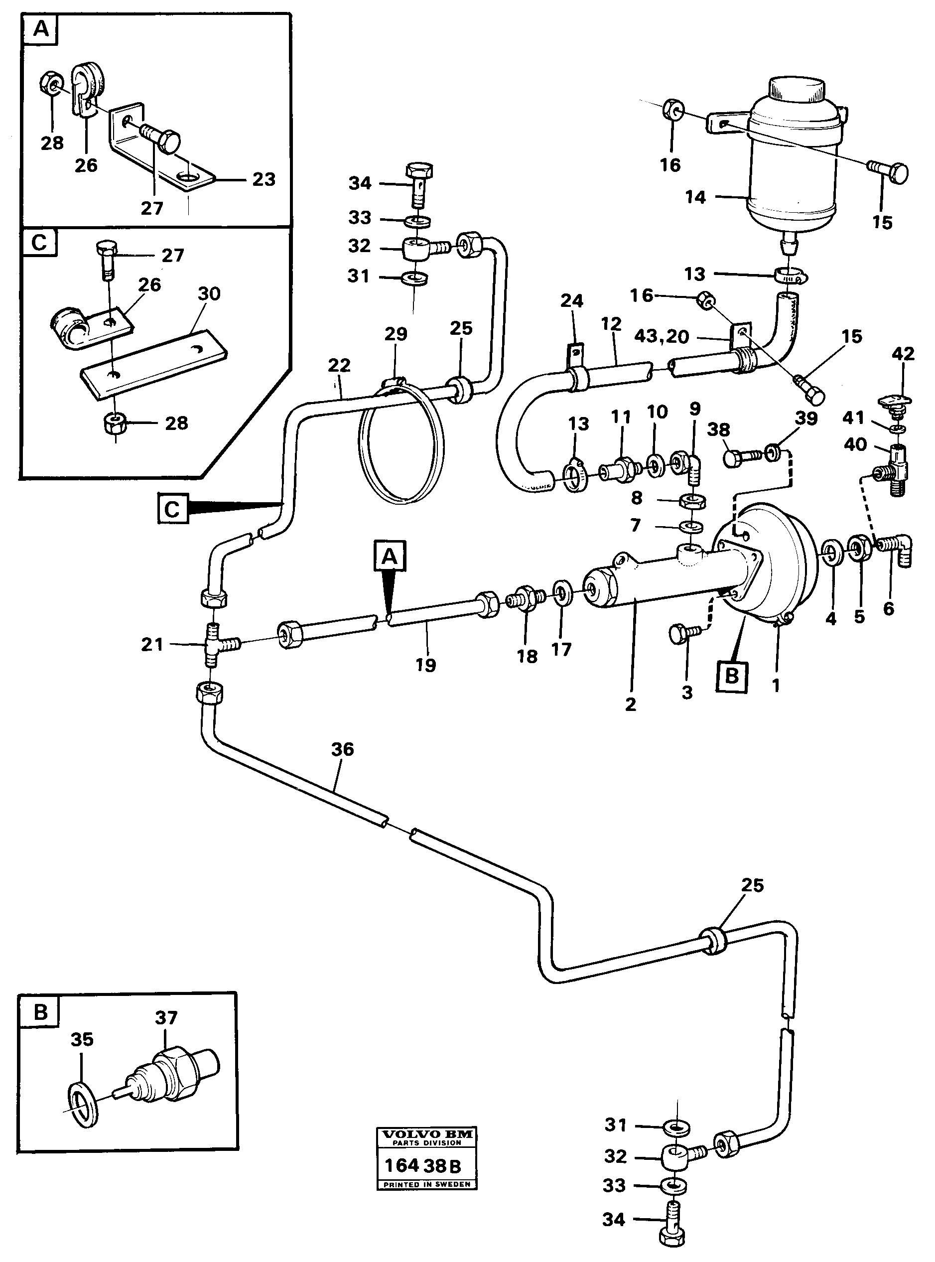 Схема запчастей Volvo 5350 5350 - 73904 Hydraulic brake system trailer. prod nr 37000 Tillv Nr -1616 