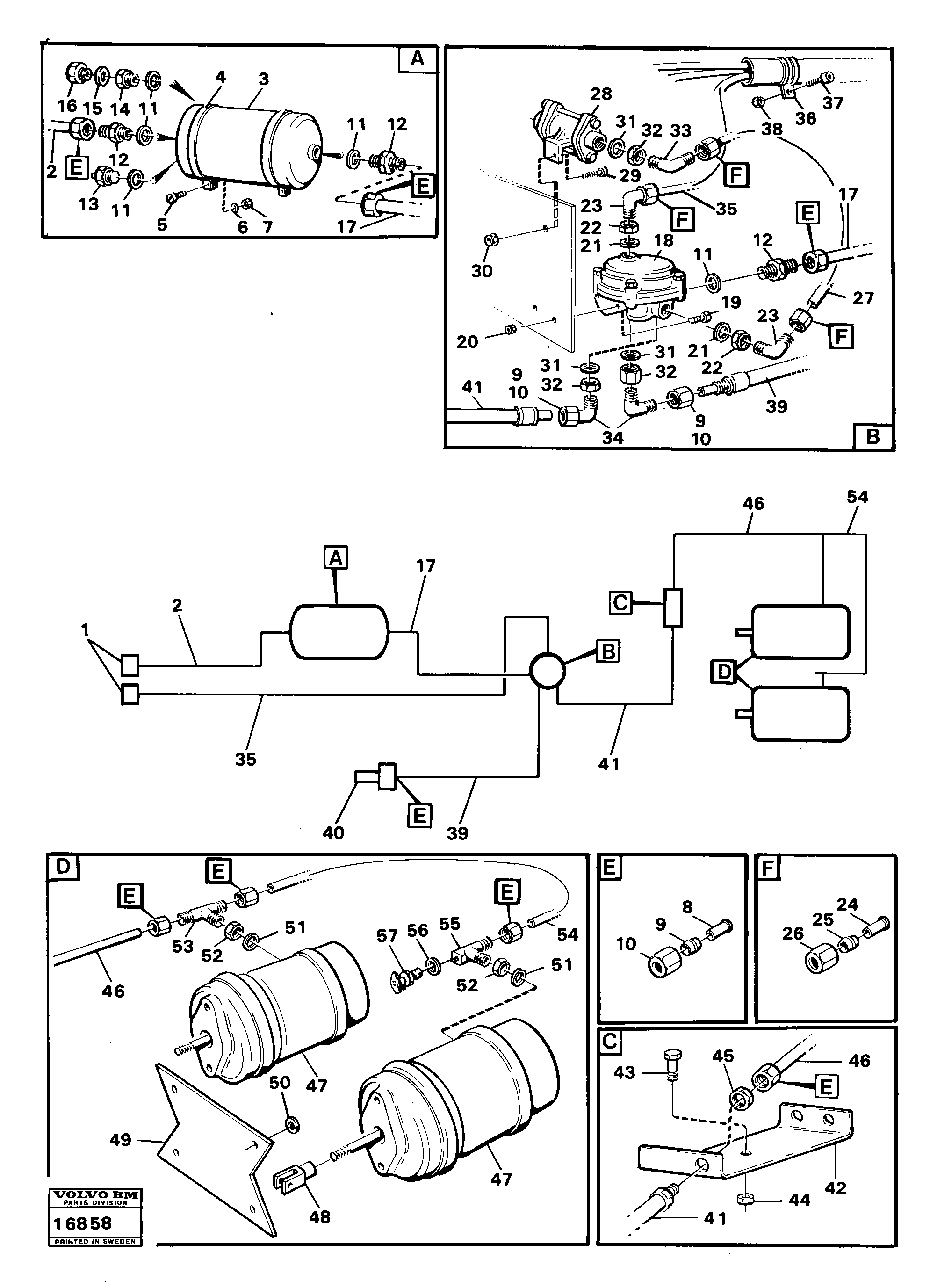 Схема запчастей Volvo 5350 5350 - 77742 Brake circuit 1,trailer tillv nr 1195-1616 