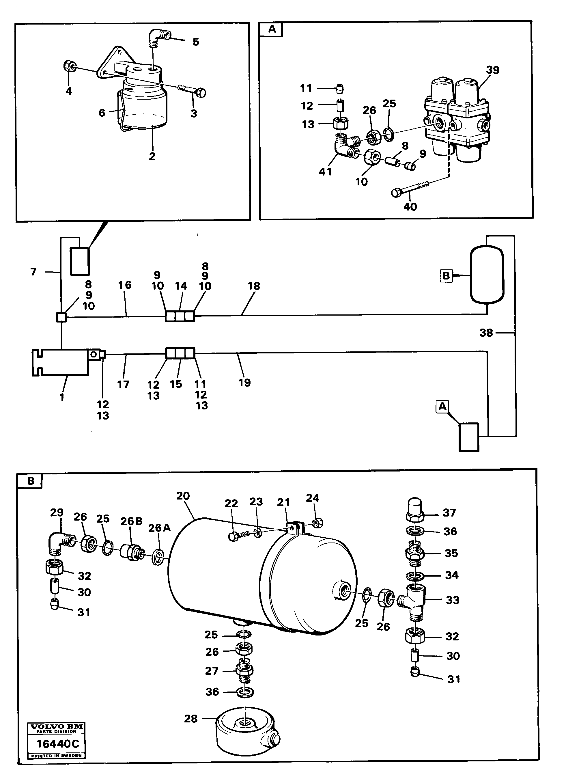 Схема запчастей Volvo 5350 5350 - 84943 Feed lines prod nr 37000 Tillv Nr -1616 