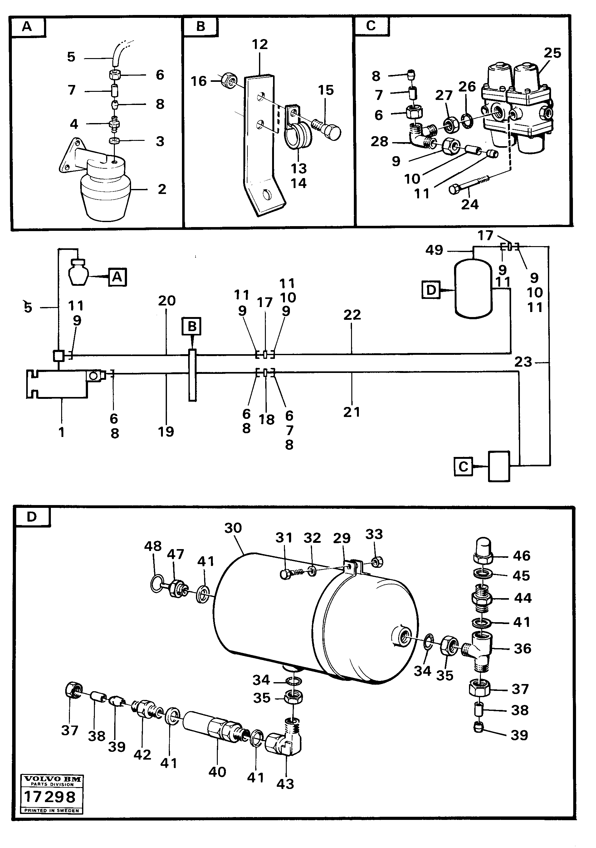 Схема запчастей Volvo 5350 5350 - 88250 Feed lines prod nr 37004 Tillv Nr 1800- 