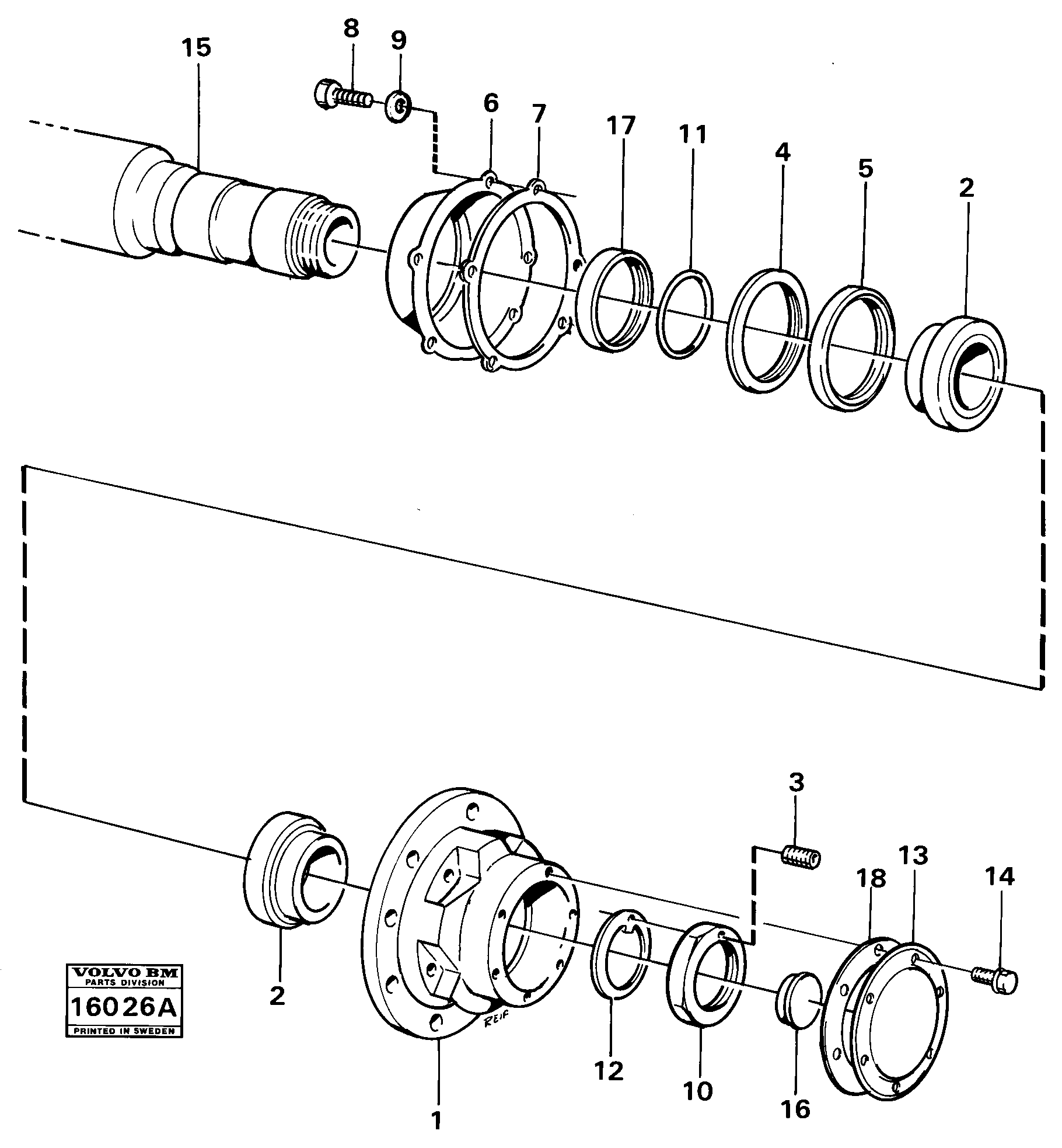 Схема запчастей Volvo 5350 5350 - 11132 Bogie-wheel axie with hubprod nr 37000 Tillv Nr -1616 