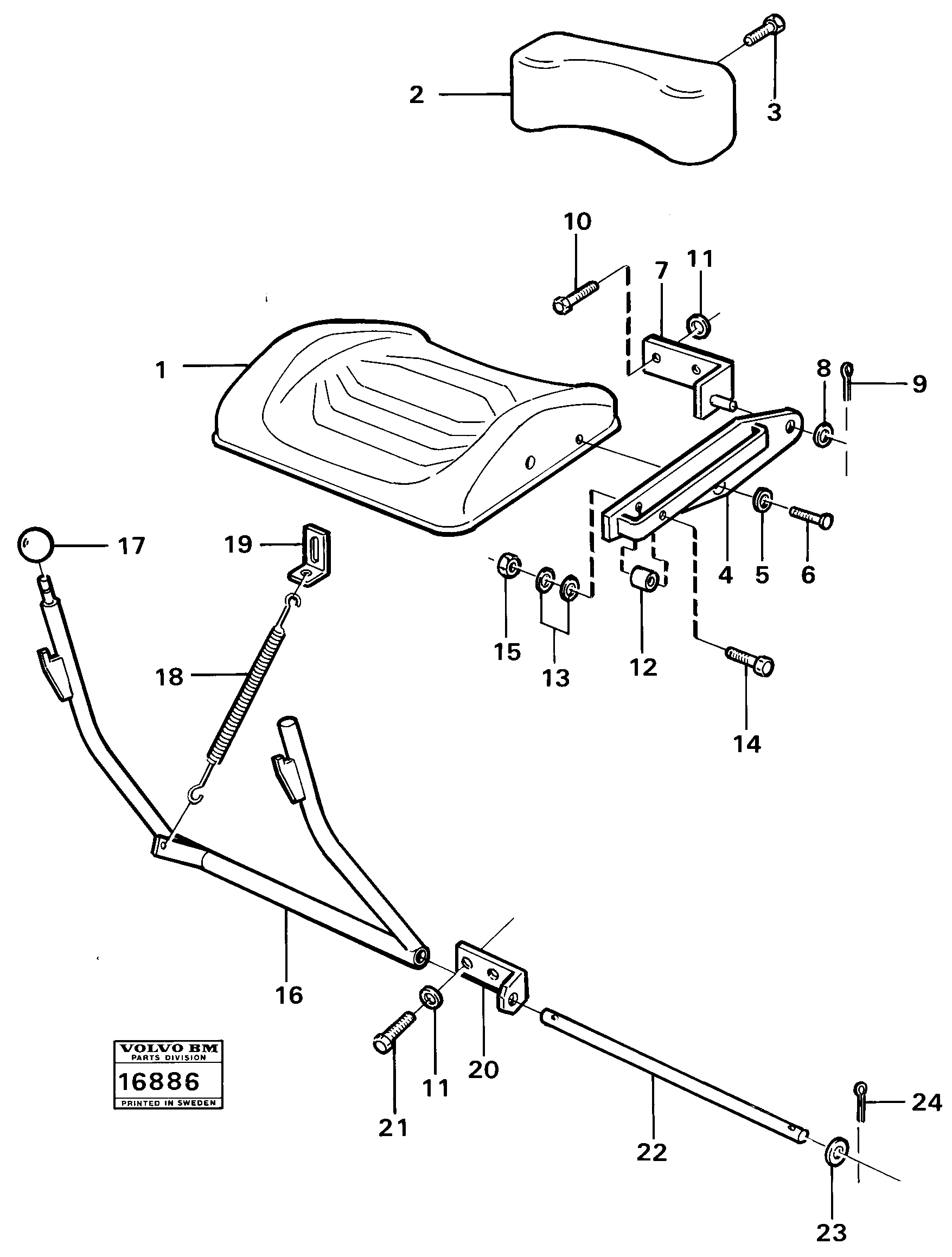 Схема запчастей Volvo 5350 5350 - 38640 Folding seat 99128 