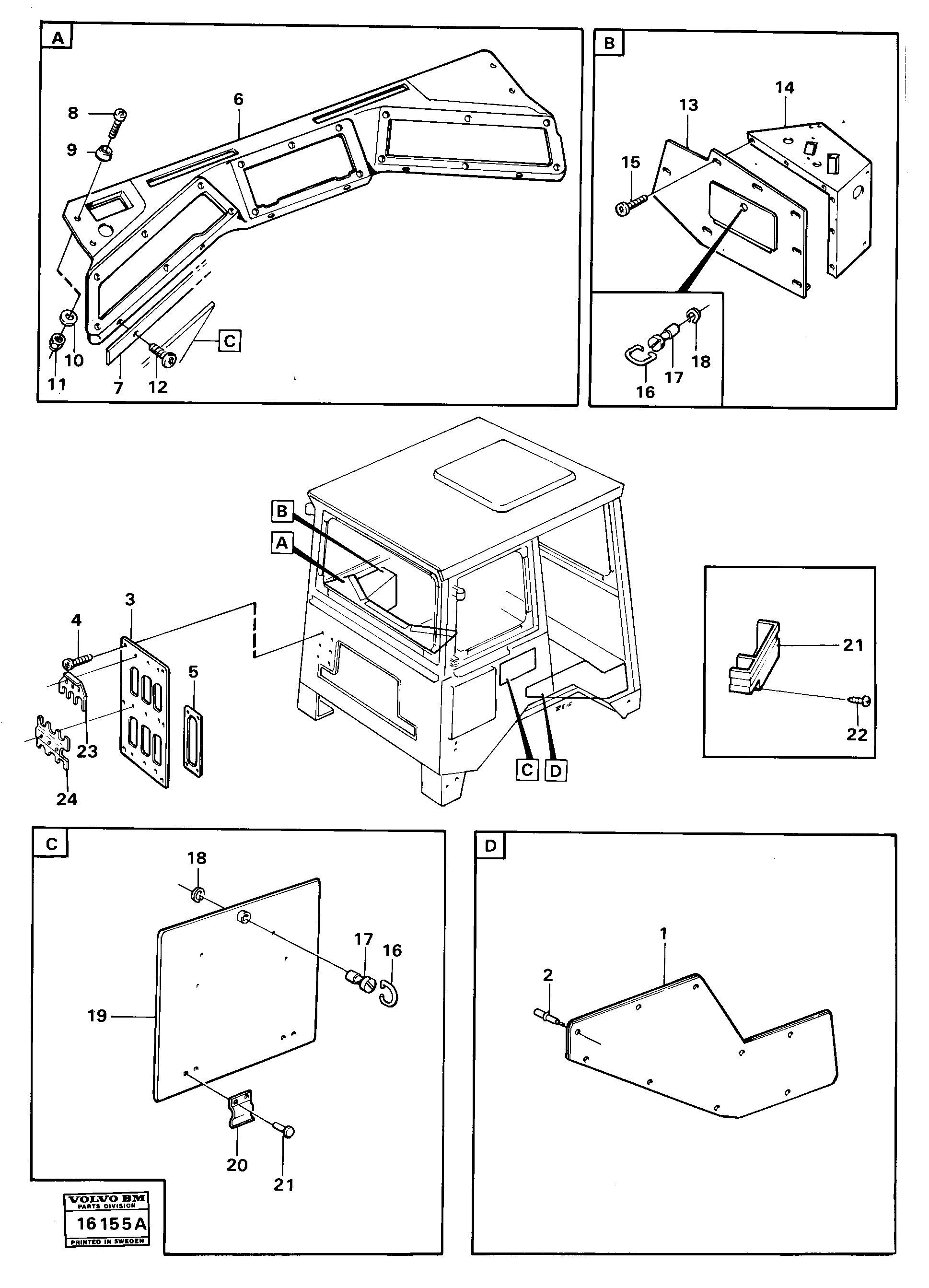 Схема запчастей Volvo 5350 5350 - 69524 Cover plates and doors 