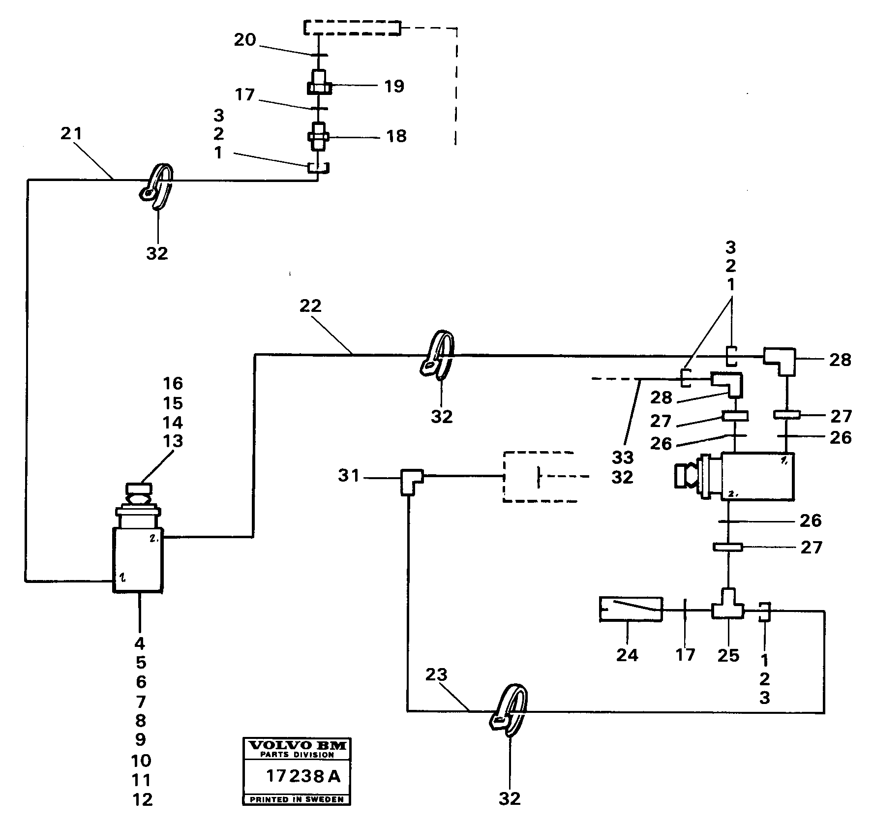 Схема запчастей Volvo 5350 5350 - 22574 Air dump system 99158,99671 