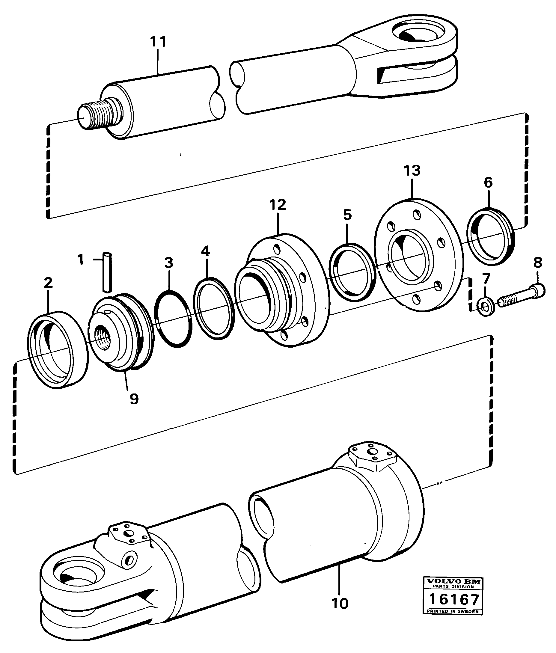Схема запчастей Volvo 5350 5350 - 63103 Гидроцилиндр рулевой 