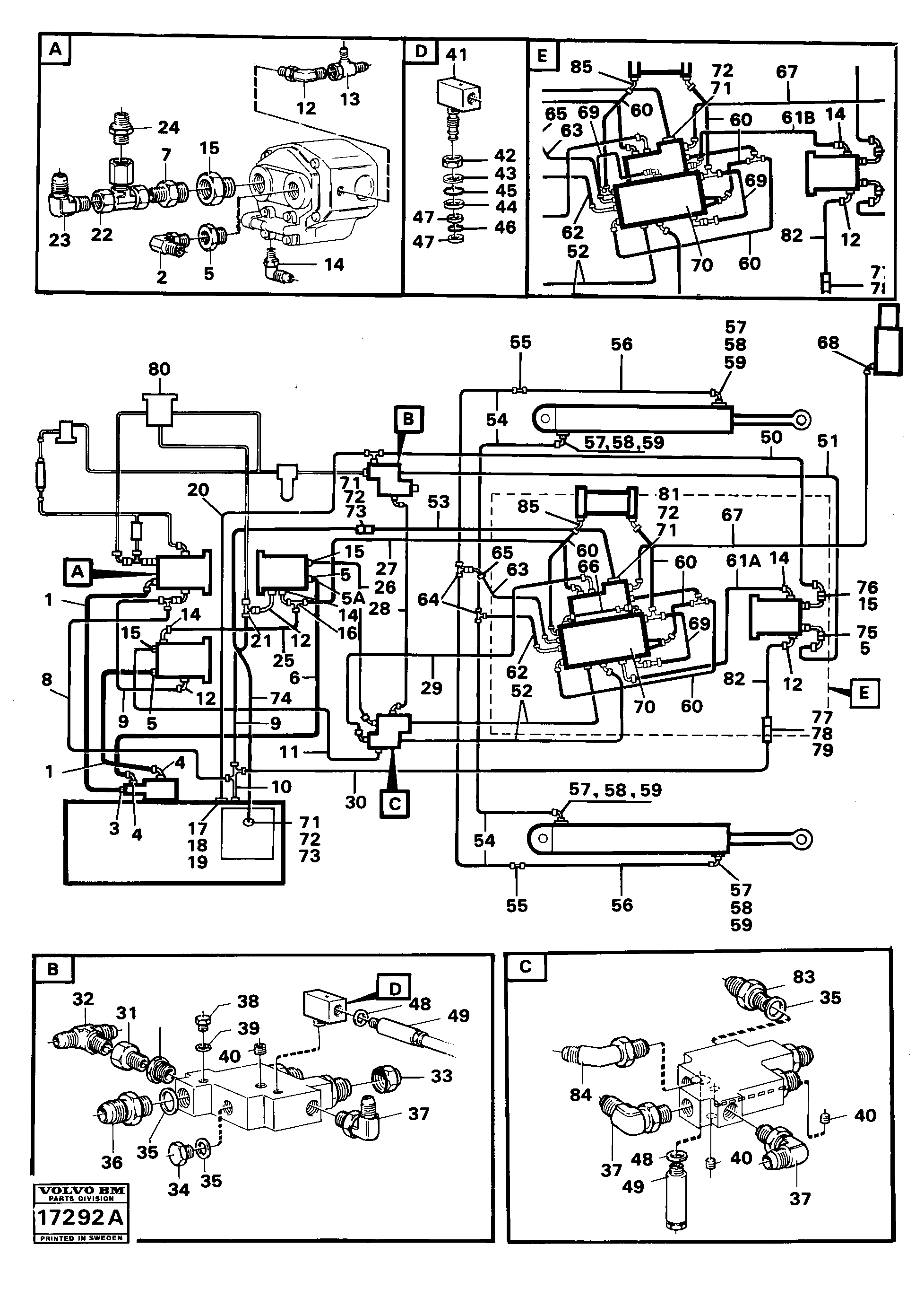 Схема запчастей Volvo 5350 5350 - 99638 Hydraulic system,pipes hoses and joints Tillv Nr 1800- 