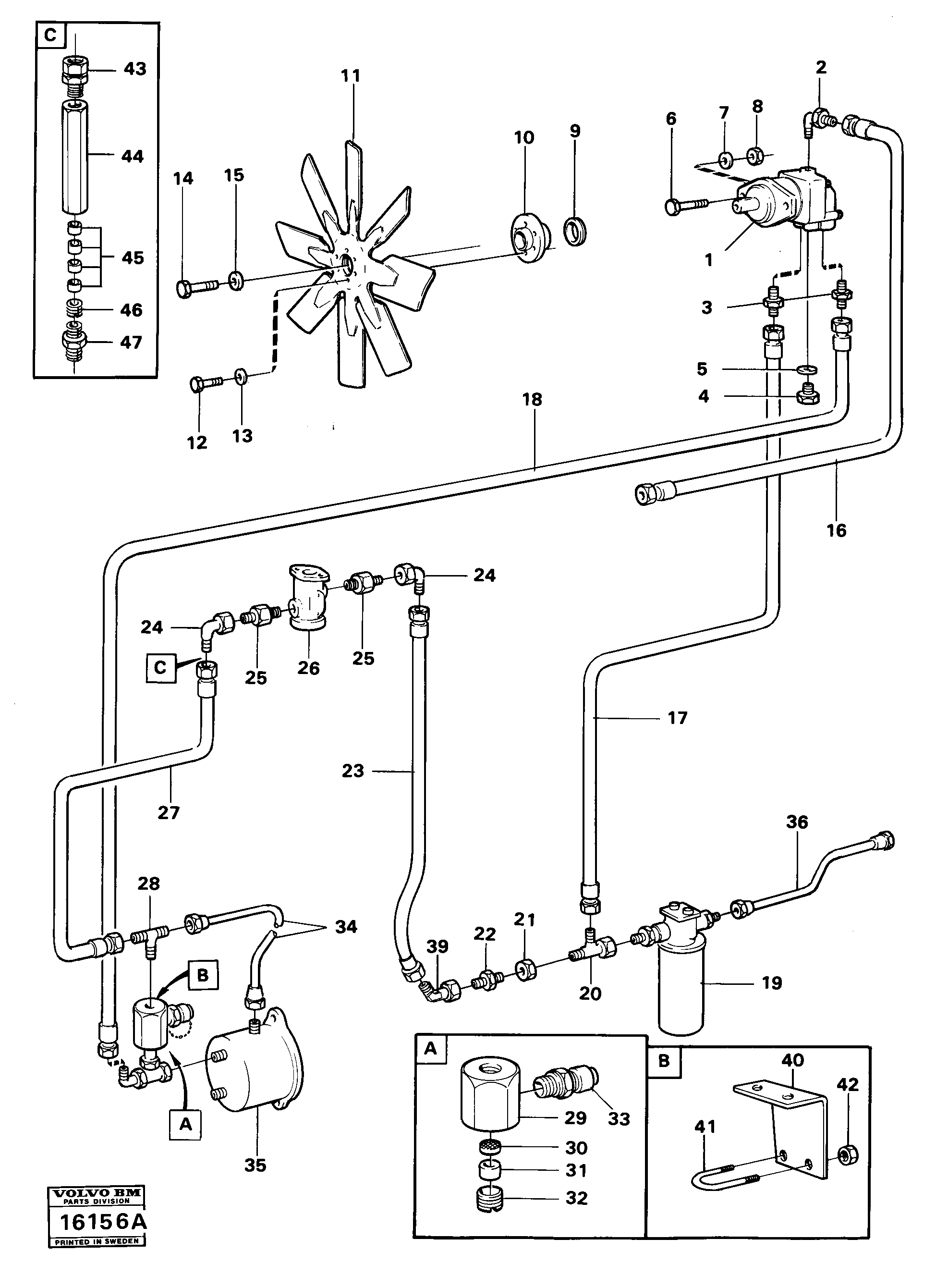 Схема запчастей Volvo 5350 5350 - 96242 Fan,fitting and drive 