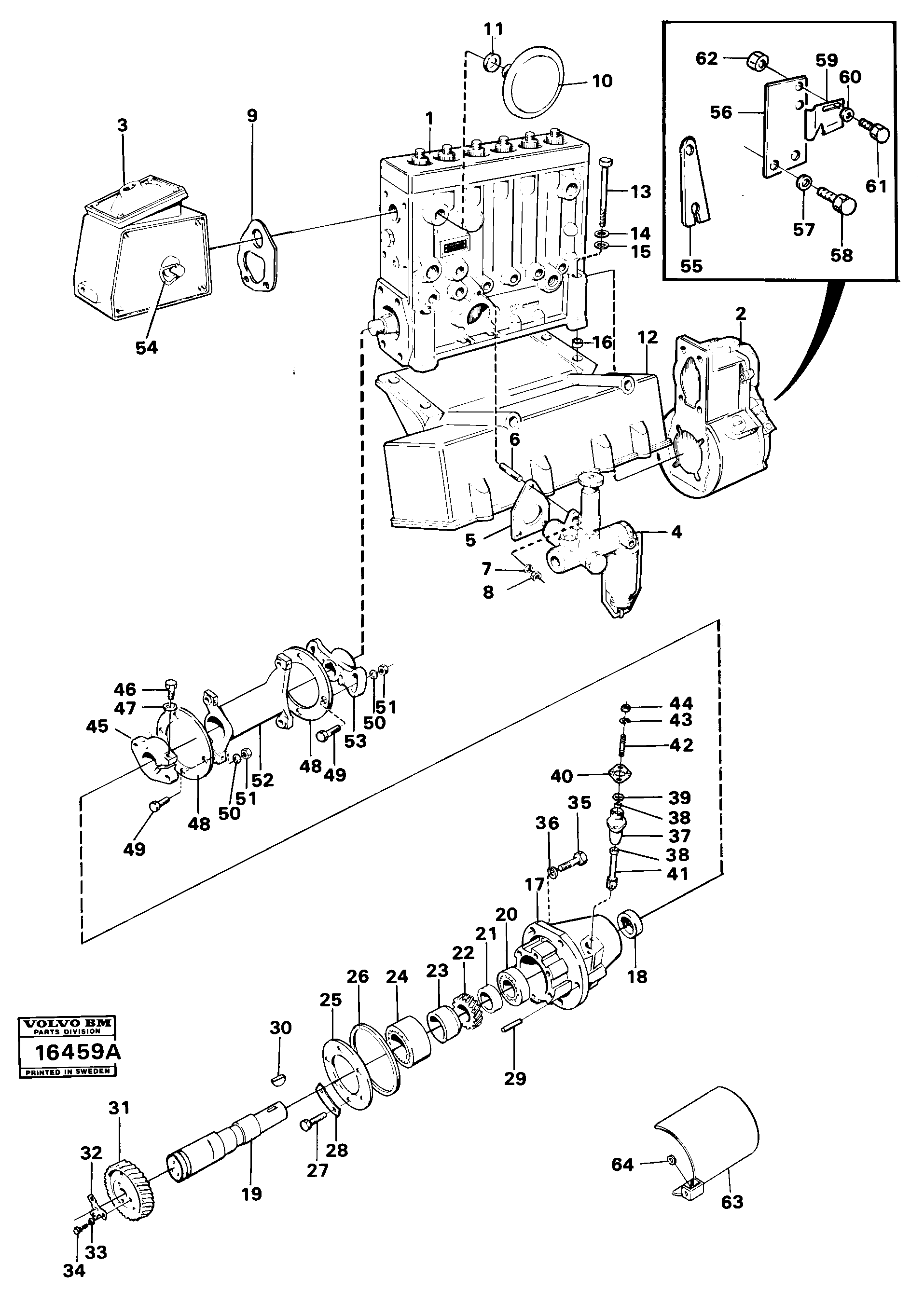 Схема запчастей Volvo 5350 5350 - 89381 Fuel injection pump with fitting parts 