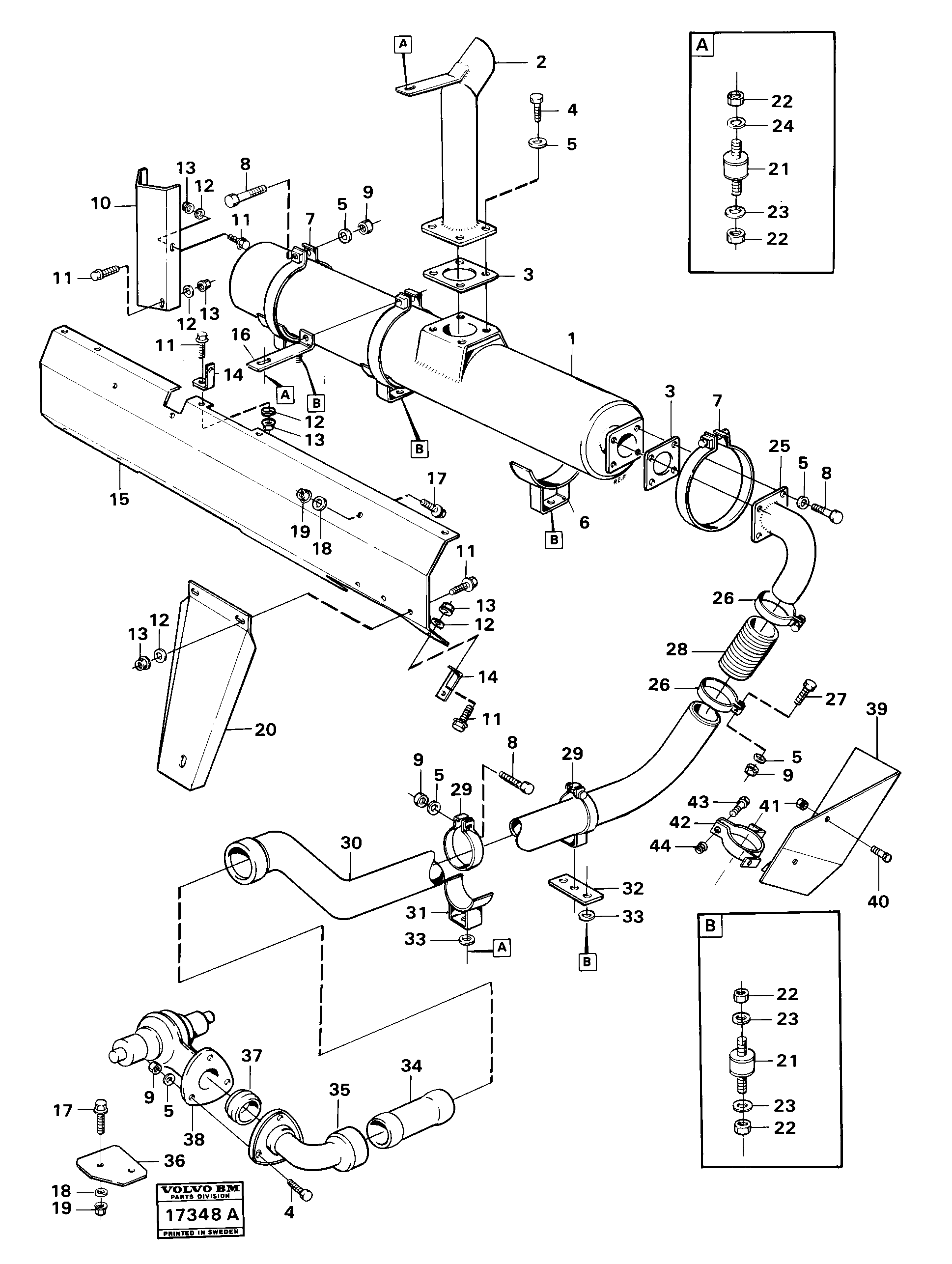 Схема запчастей Volvo 5350 5350 - 100371 Exhaust system tillv nr 1800- Prod Nr 37004 