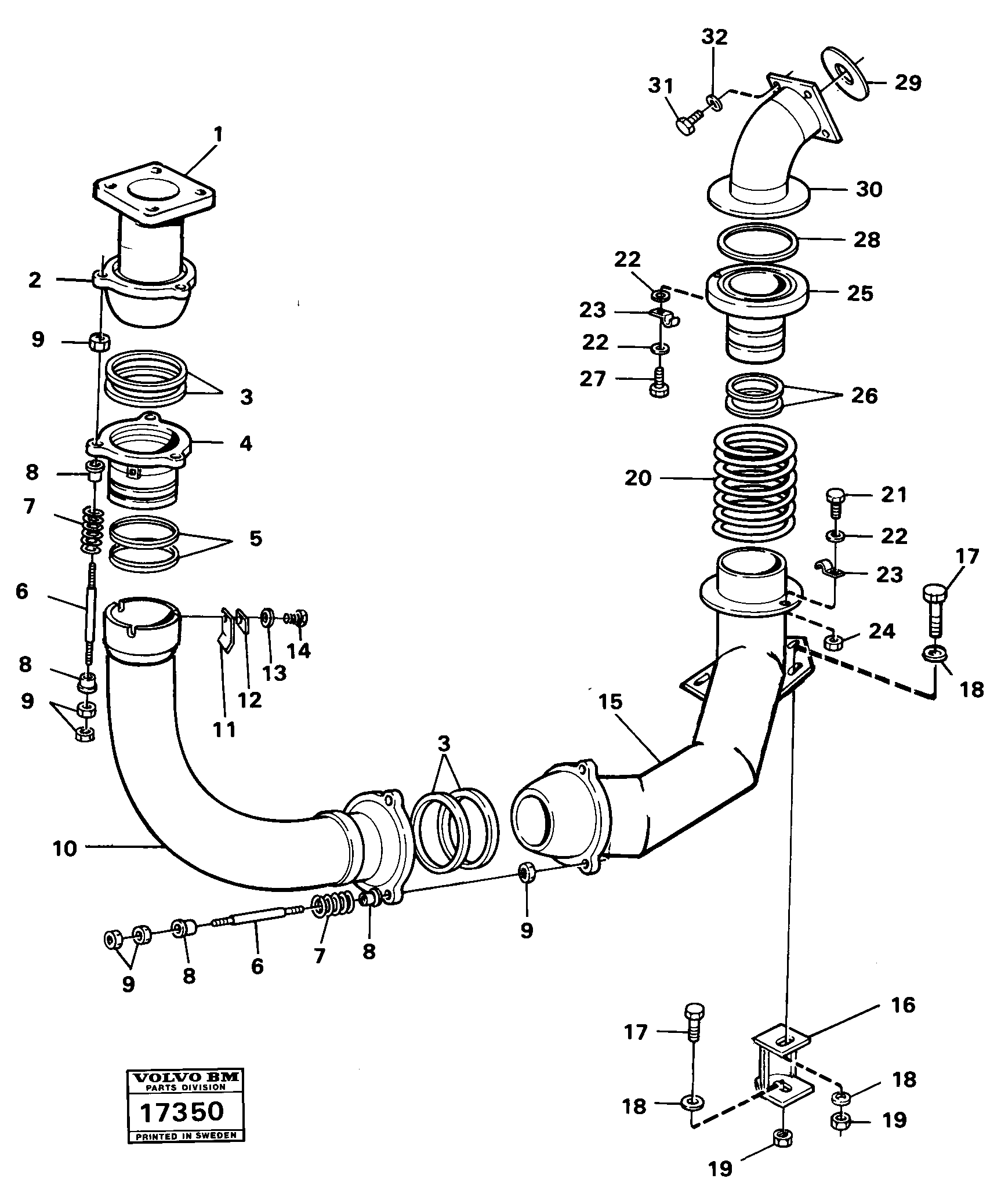 Схема запчастей Volvo 5350 5350 - 14269 Exhaust-heating 99672 Tillv Nr 1800- 