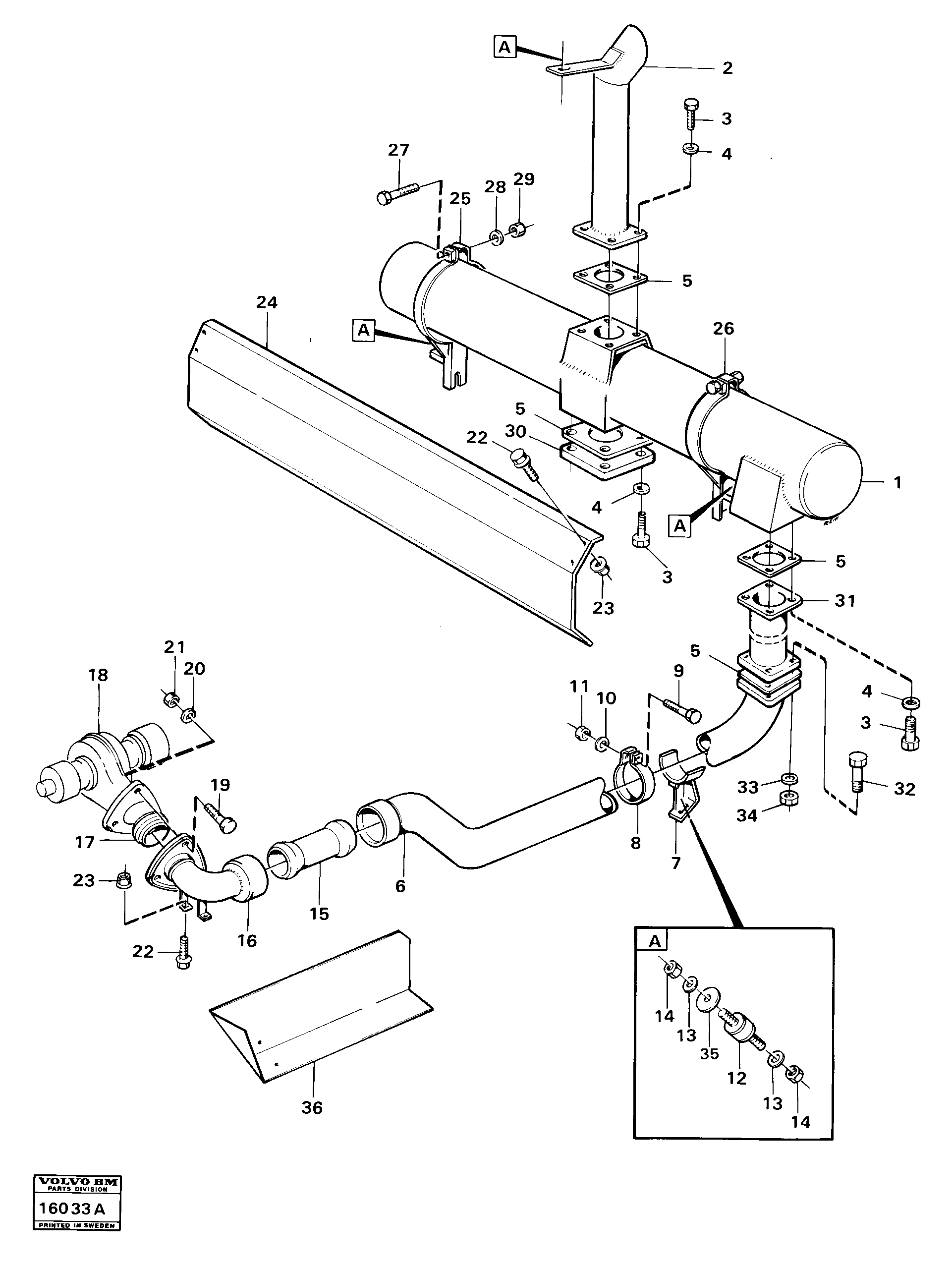 Схема запчастей Volvo 5350 5350 - 81518 Exhaust system tillv nr -1459 