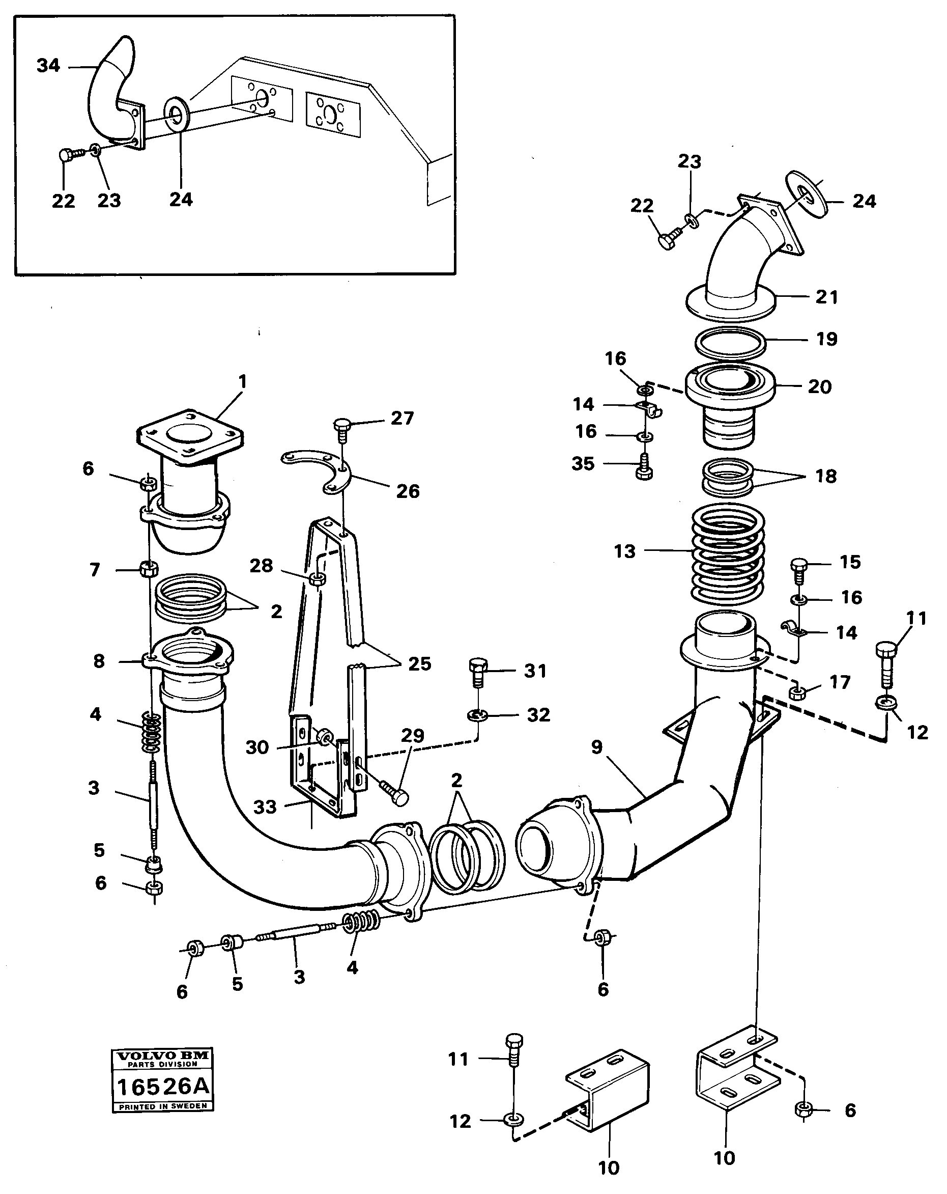 Схема запчастей Volvo 5350 5350 - 85076 Exhaust-heated body 98697 Tillv Nr -1616 