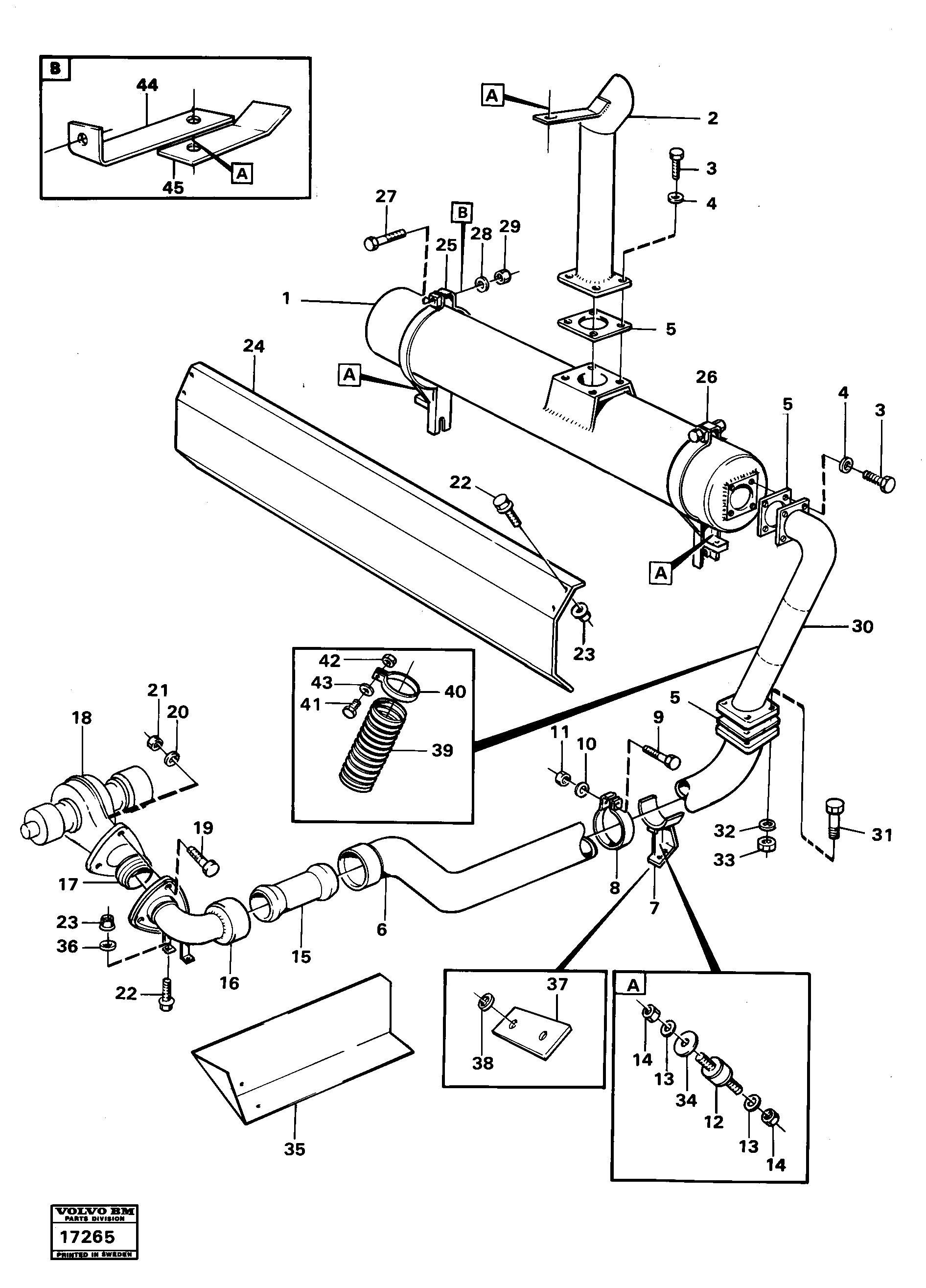 Схема запчастей Volvo 5350 5350 - 95998 Exhaust system tillv nr 1460-1616 Prod Nr 37000 
