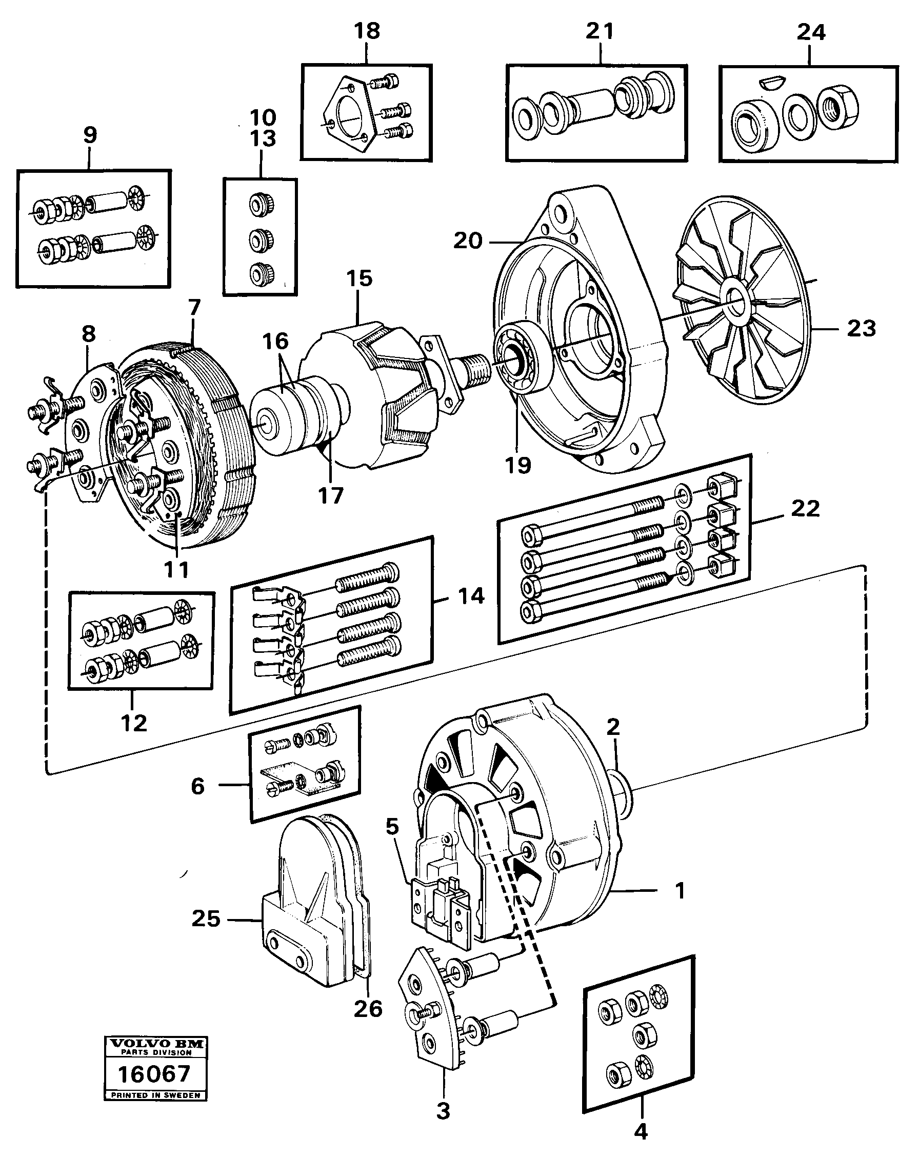 Схема запчастей Volvo 5350 5350 - 14279 Alternator tillv nr - 2177 