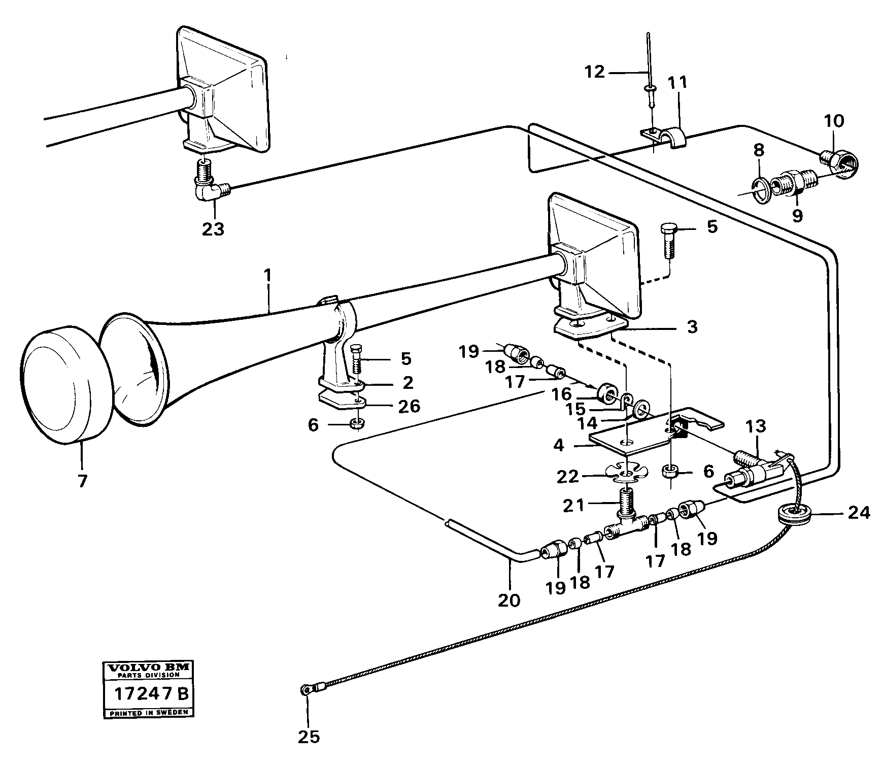 Схема запчастей Volvo 5350 5350 - 34481 Compressed air horn with connections 98814 