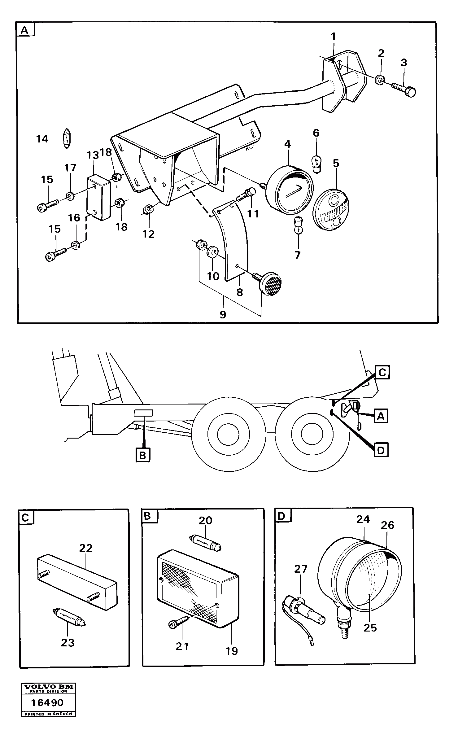 Схема запчастей Volvo 5350 5350 - 37106 Lighting,trailer tillv nr -1554 