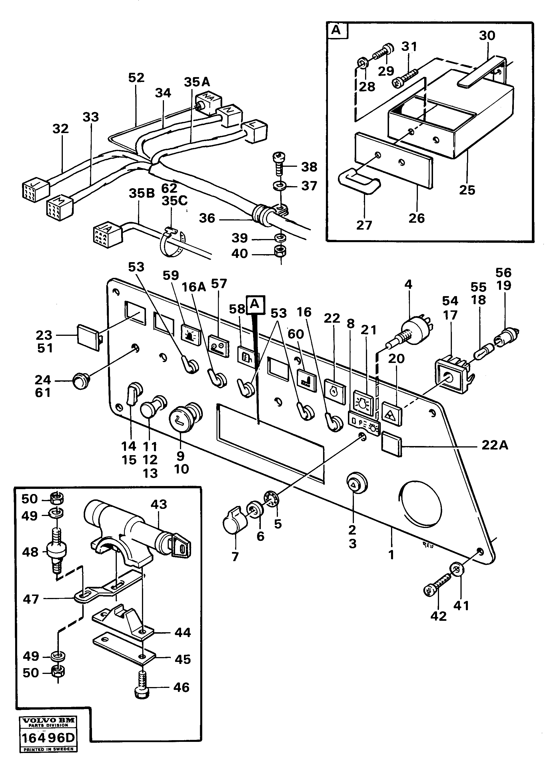 Схема запчастей Volvo 5350 5350 - 62084 Instrumentpanel right 