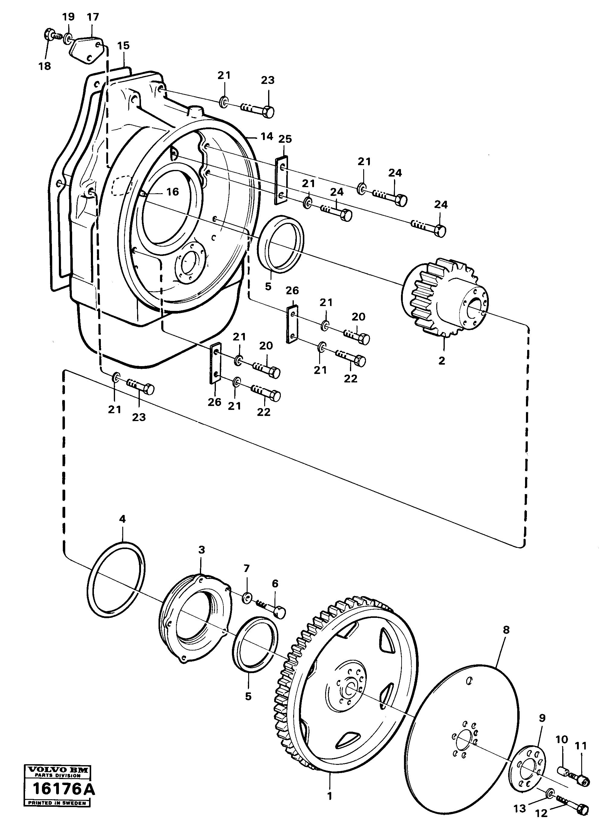 Схема запчастей Volvo 5350 5350 - 25345 Pump drive with fitting parts 