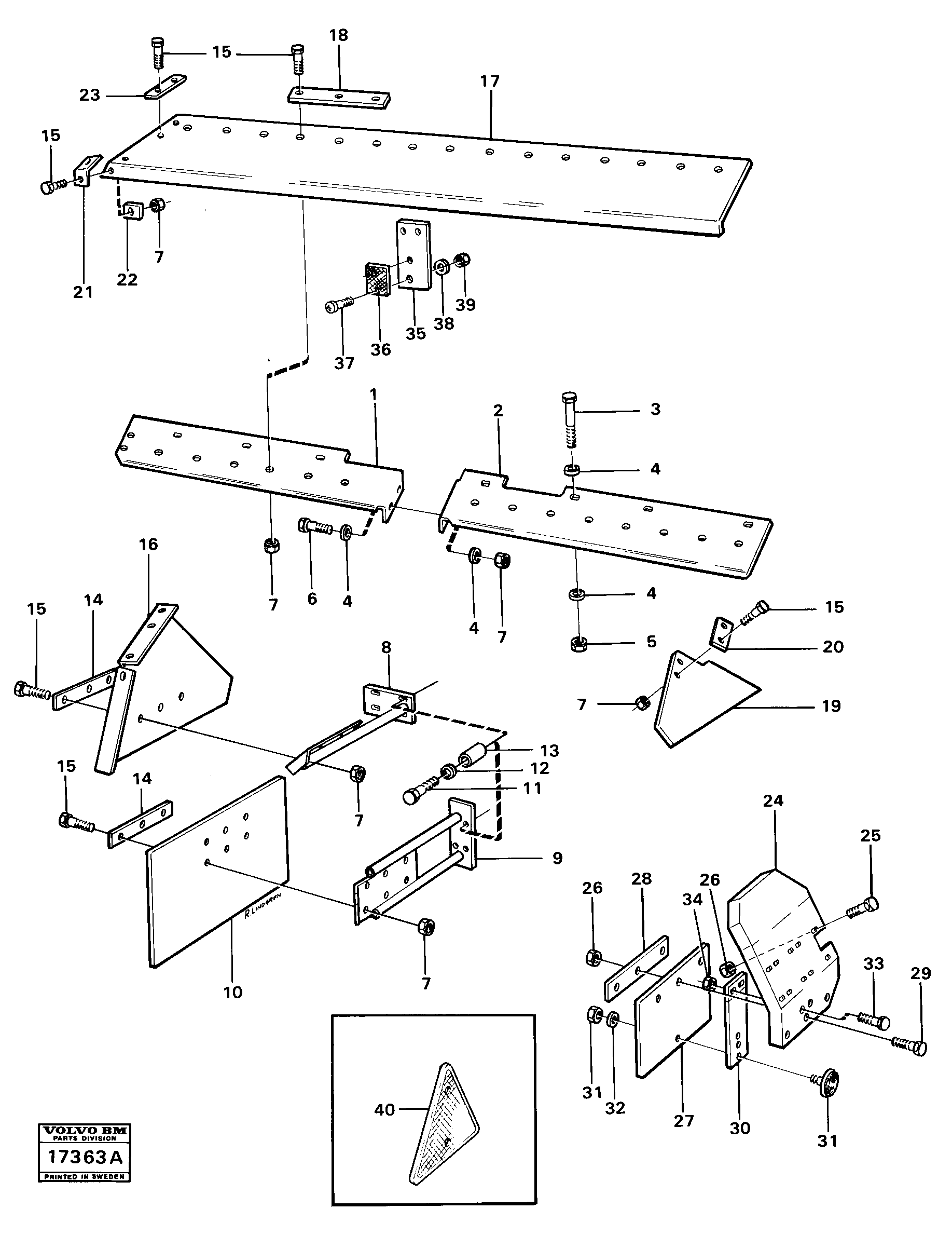 Схема запчастей Volvo 5350B Volvo BM 5350B SER NO 2229 - 3999 - 86115 Mudguards, rear 