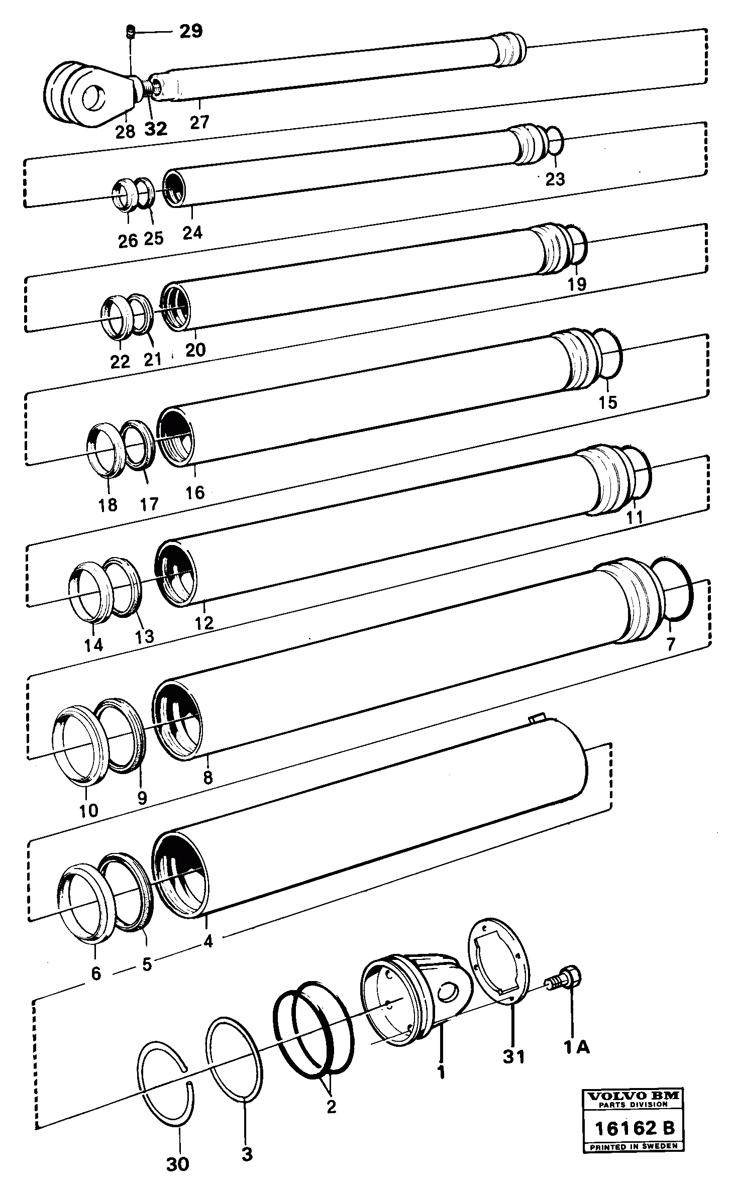 Схема запчастей Volvo 5350B Volvo BM 5350B SER NO 2229 - 3999 - 66182 Hydraulic tipping cylinder 
