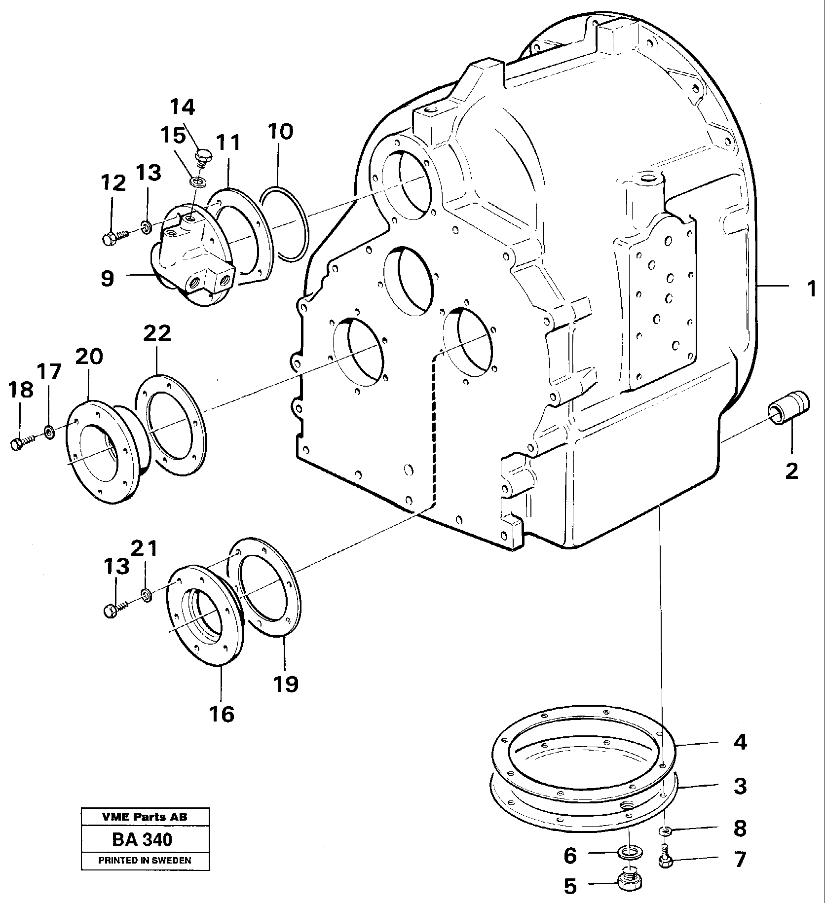 Схема запчастей Volvo A20 VOLVO BM A20 - 18721 Clutch housing with fitting parts 
